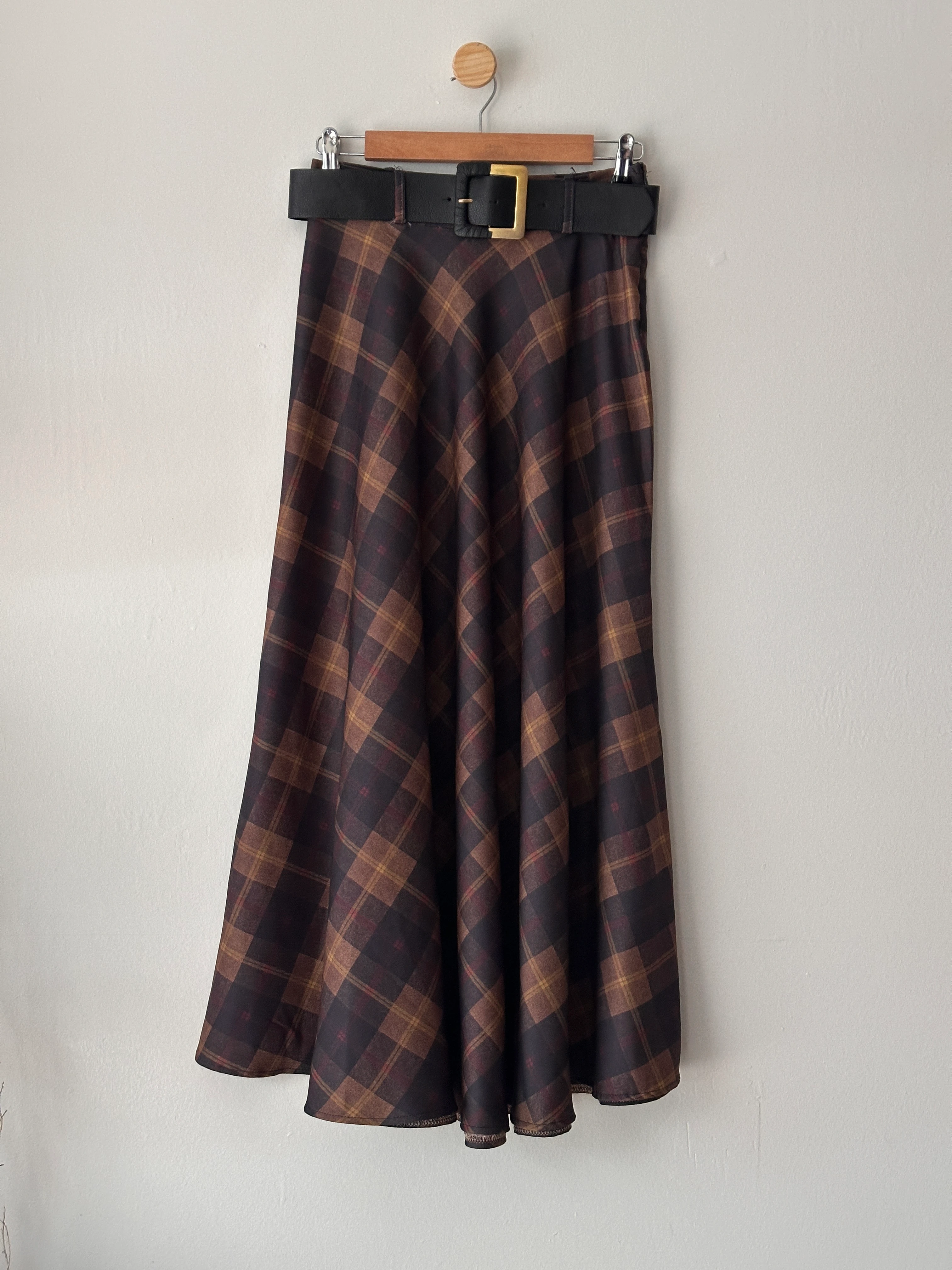 Kemerli Ekose Desen Etek - Kırmızı