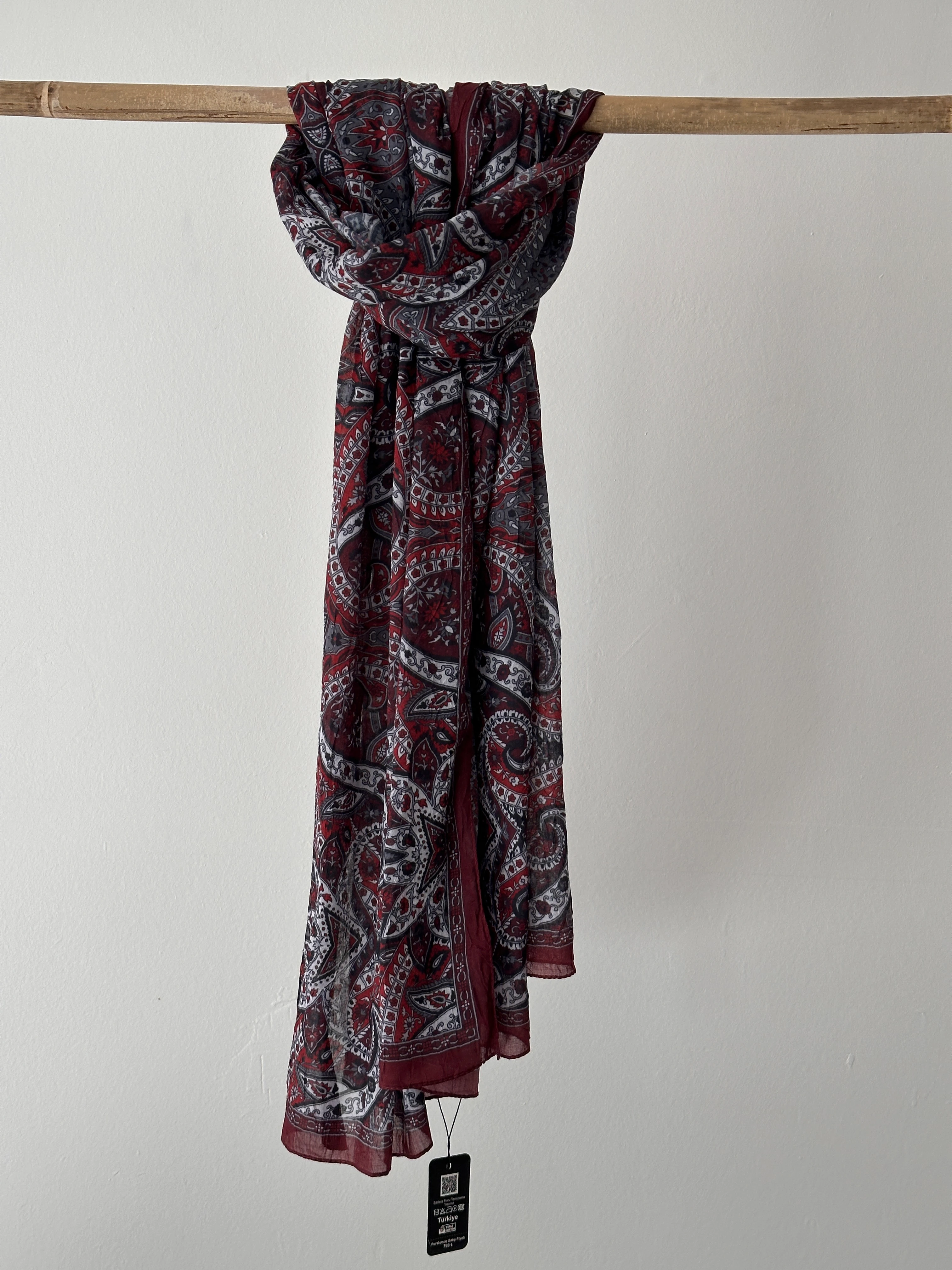 3.Etnik Desen Bambu Kraş Şal