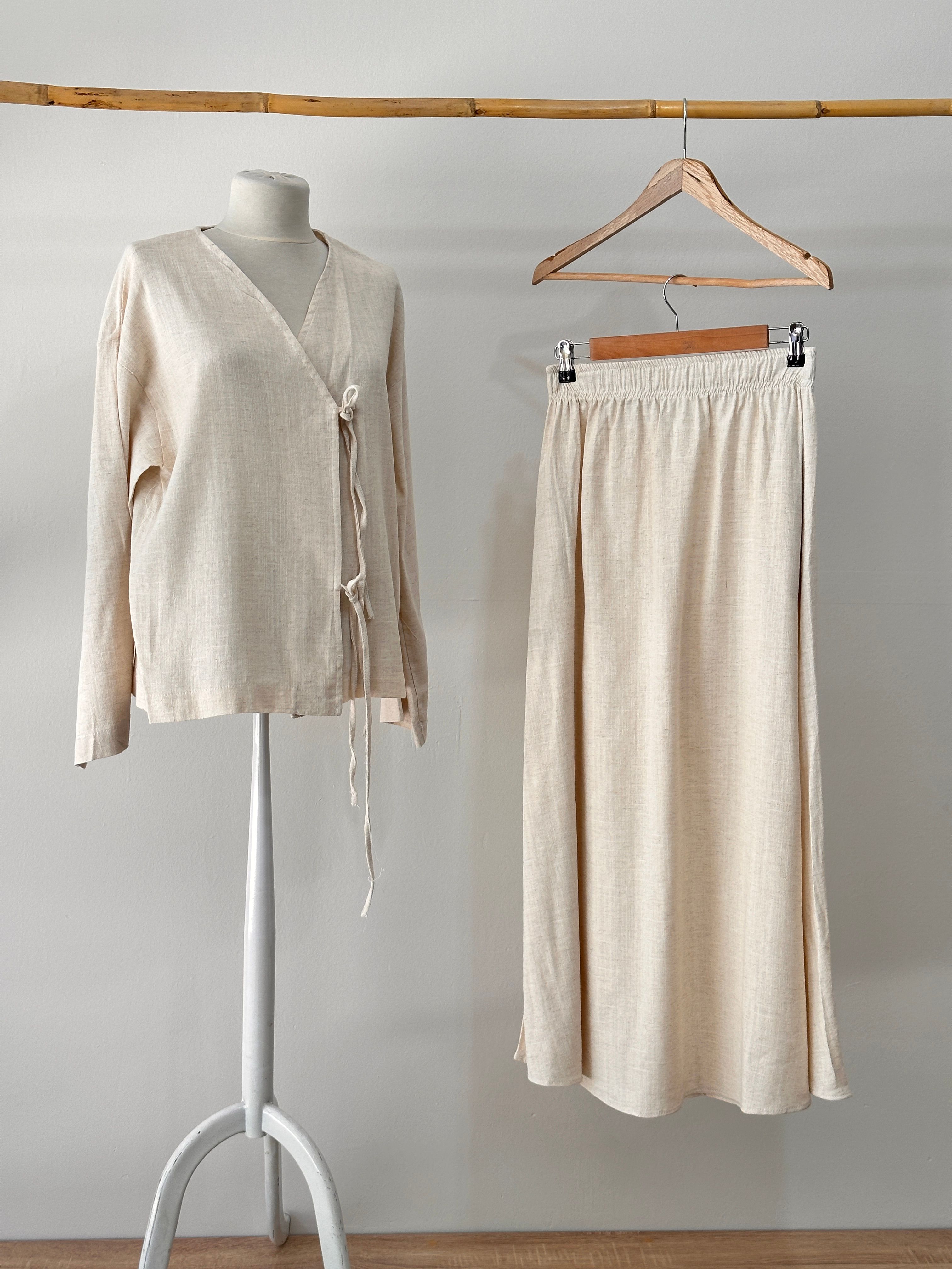Keten Kimono Takım - Taş