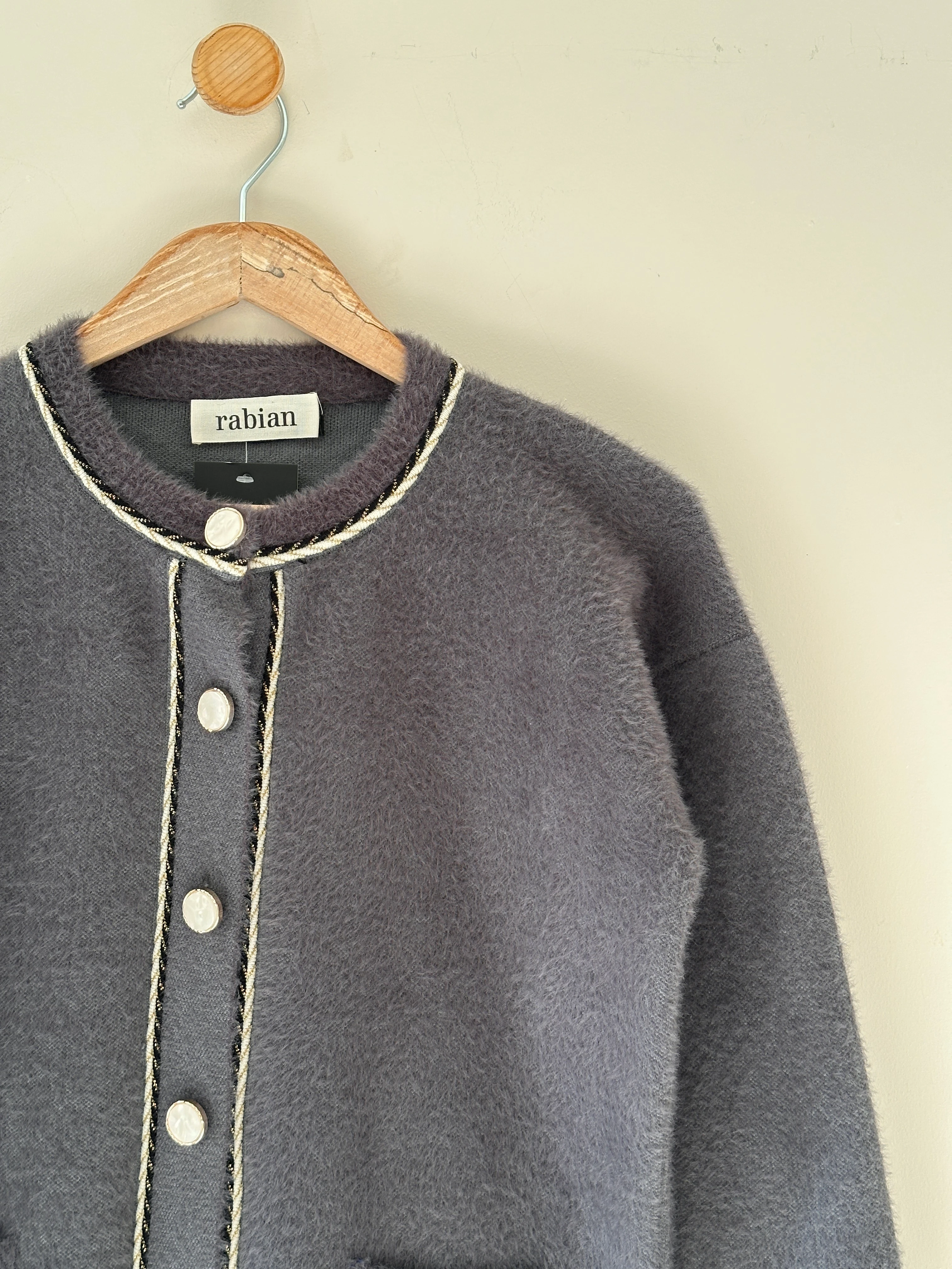 Brit Detaylı Angora  Hırka-59 cm