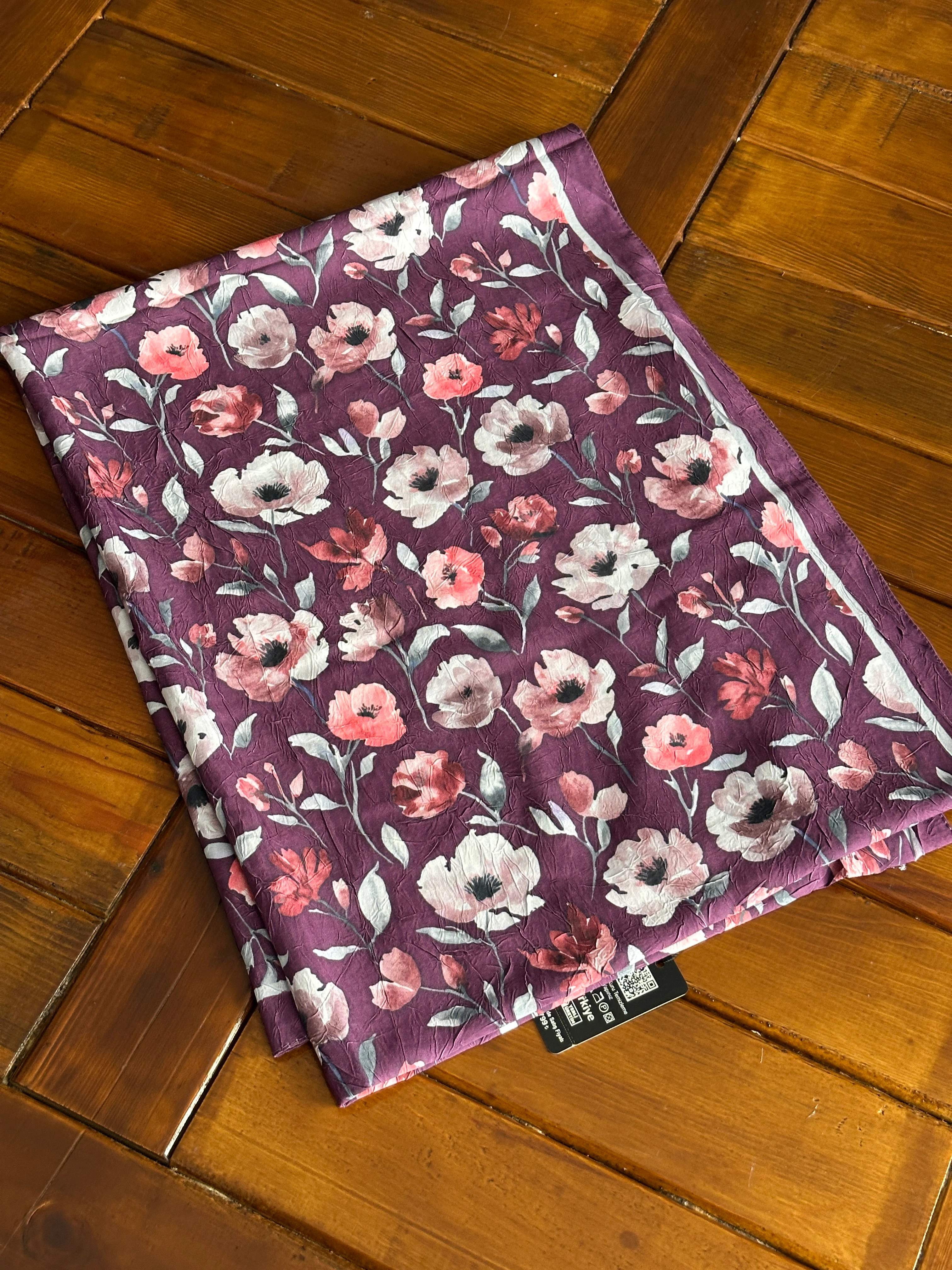 Çiçek Desenli Bambu Kraş Şal