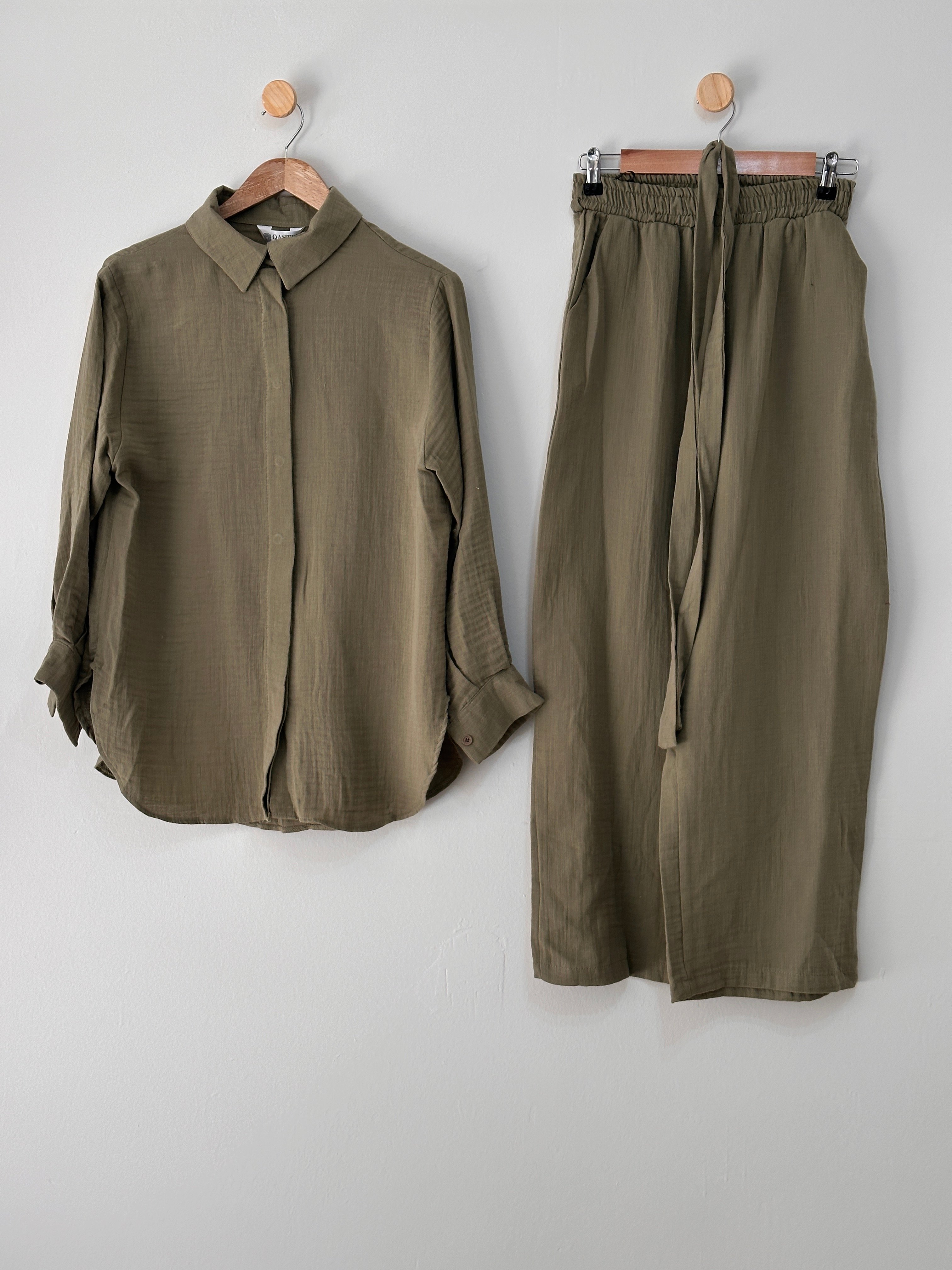 Pantalonlu Müslin Takım - Haki