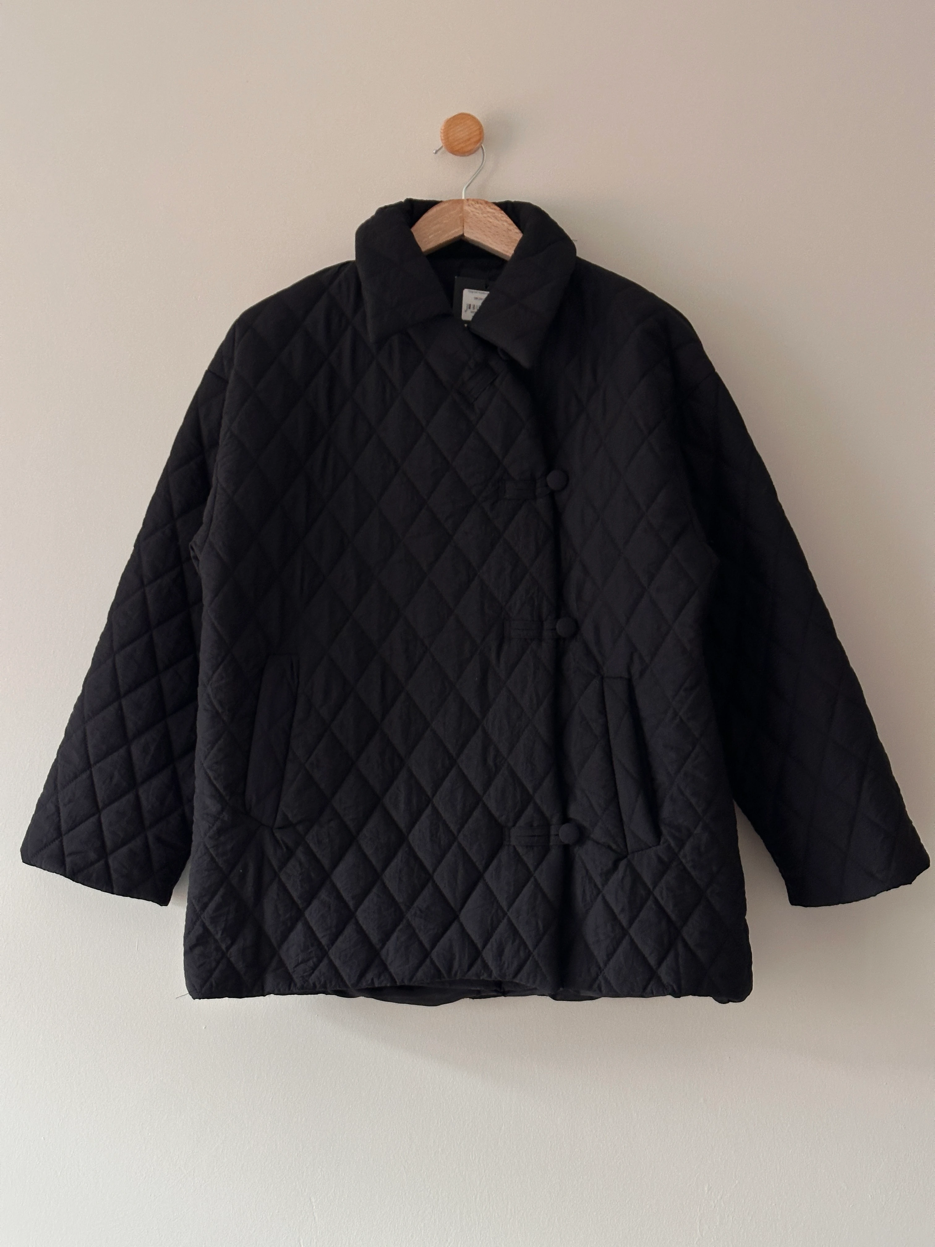 Kimono Model Kalın Kapitone Mont - Siyah