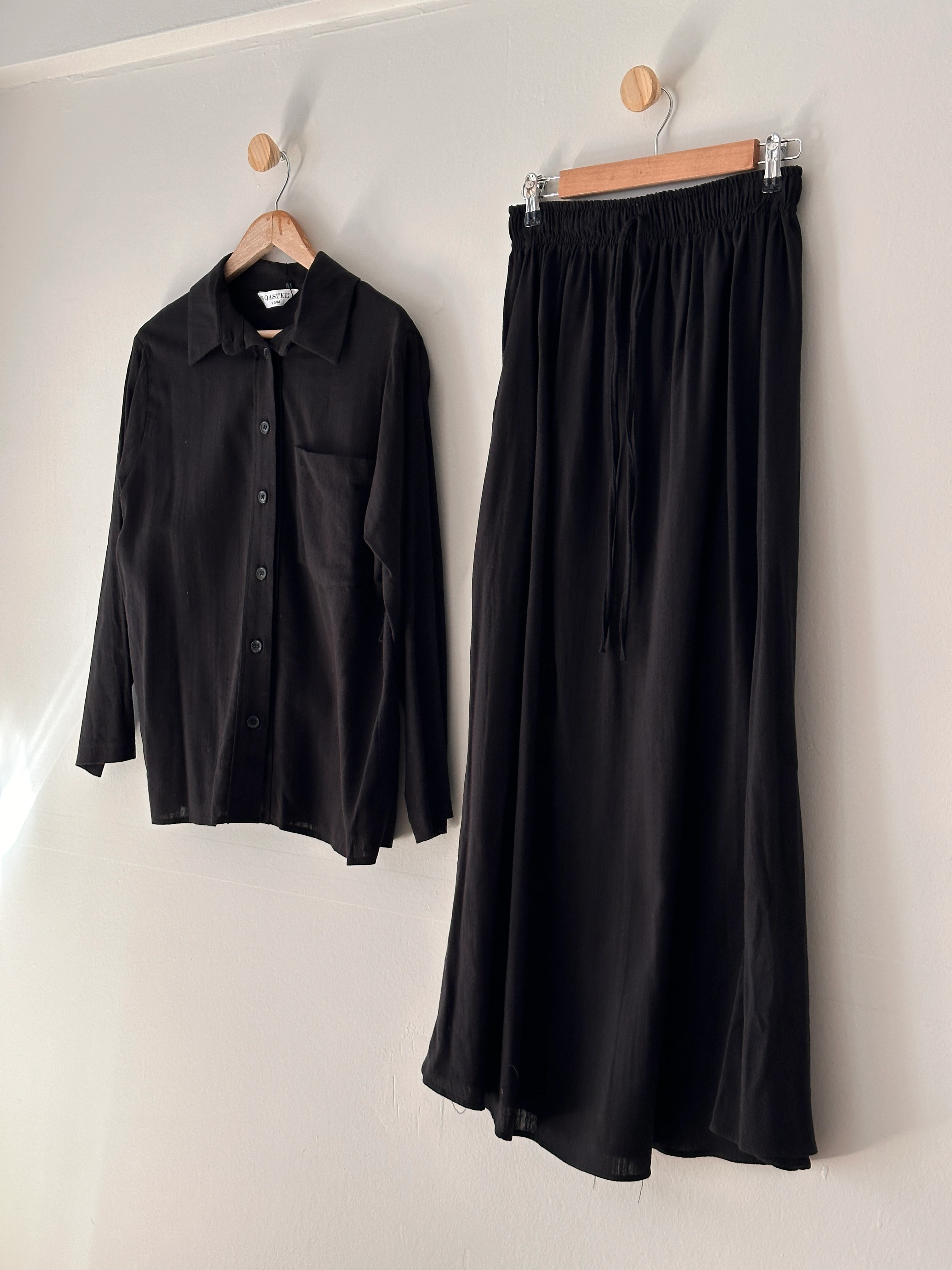 %100 Keten Etekli Gömlekli Takım