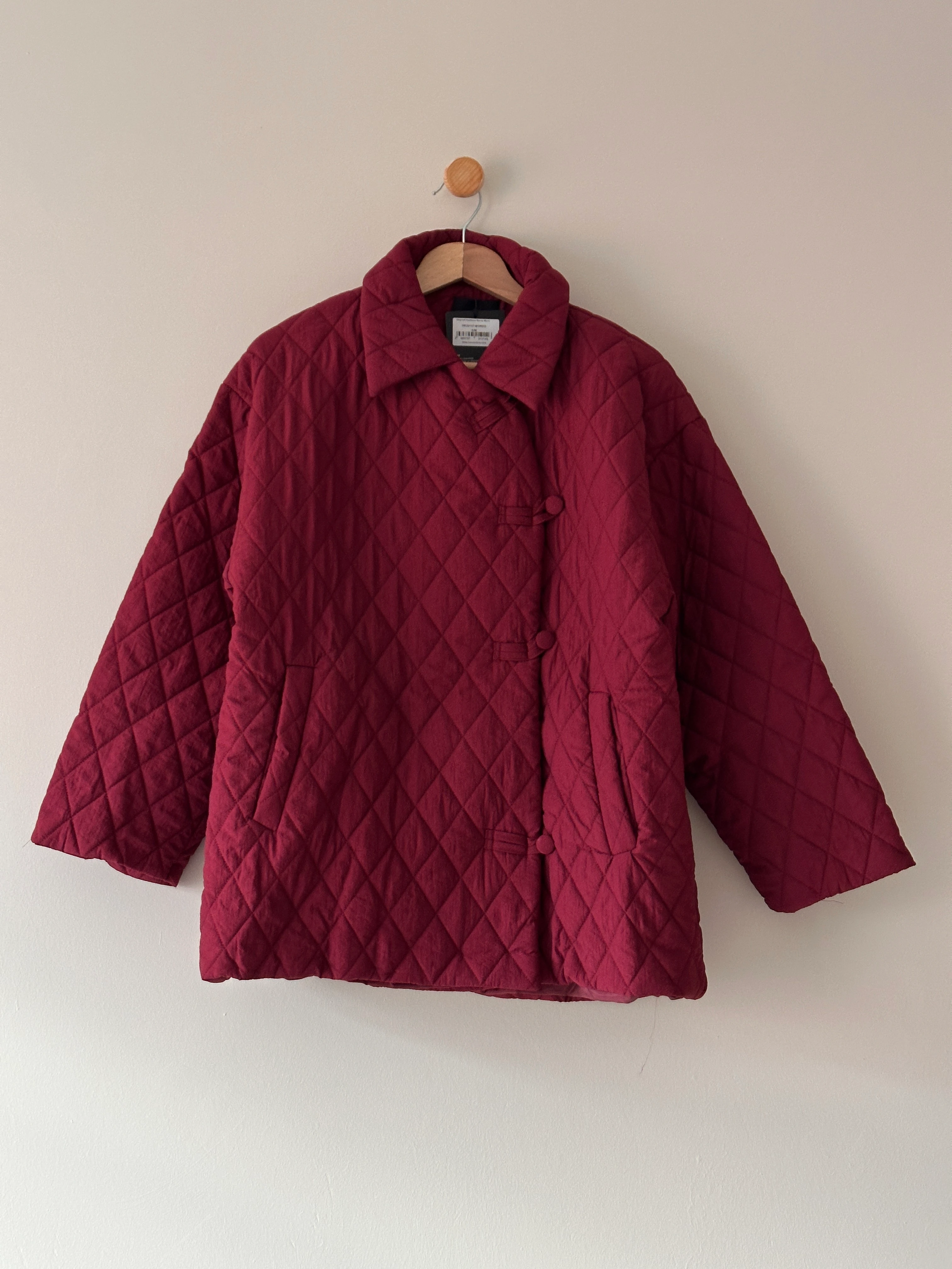 Kimono Model Kalın Kapitone Mont - Bordo