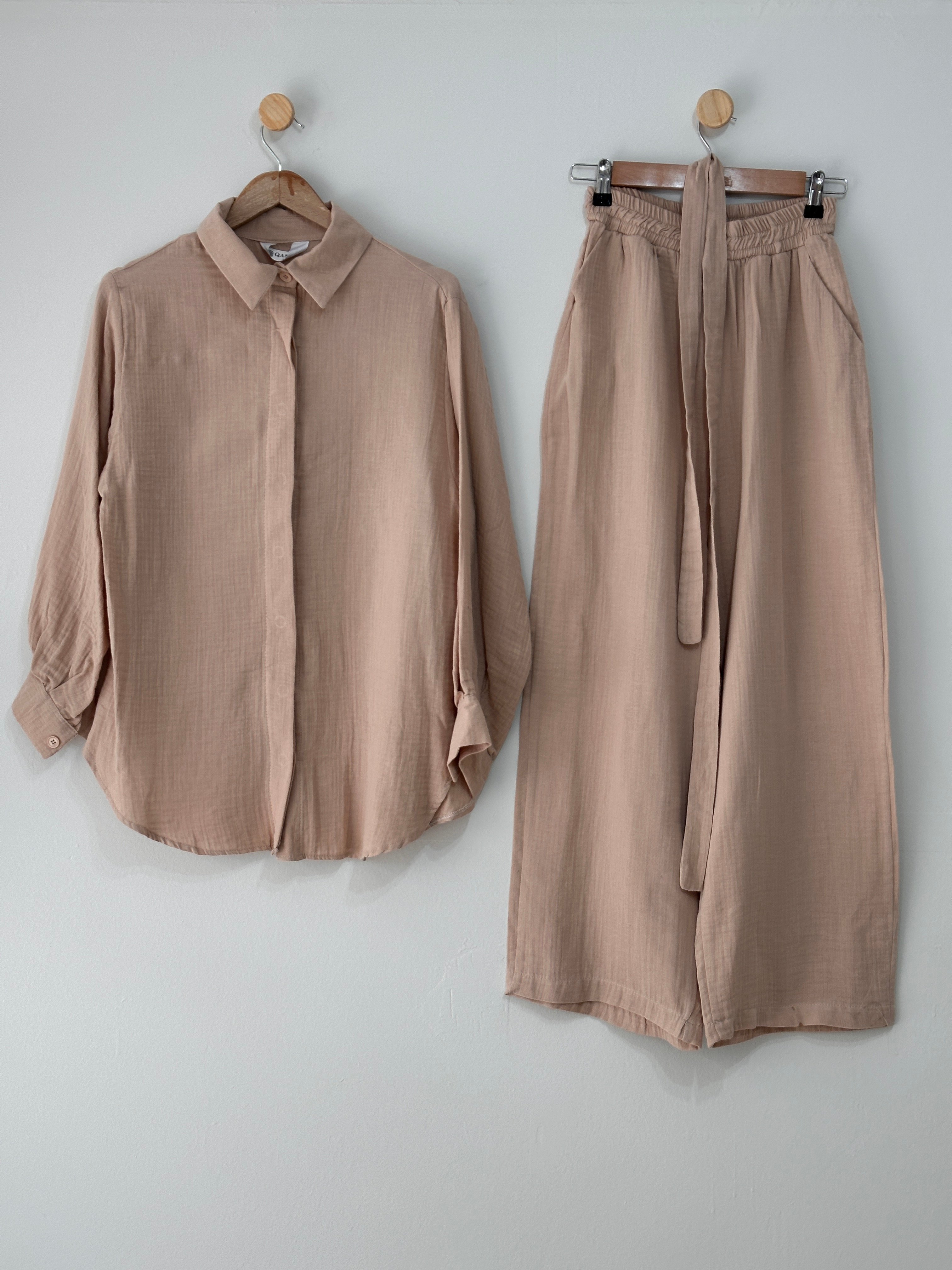 Pantalonlu Müslin Takım - Vizon