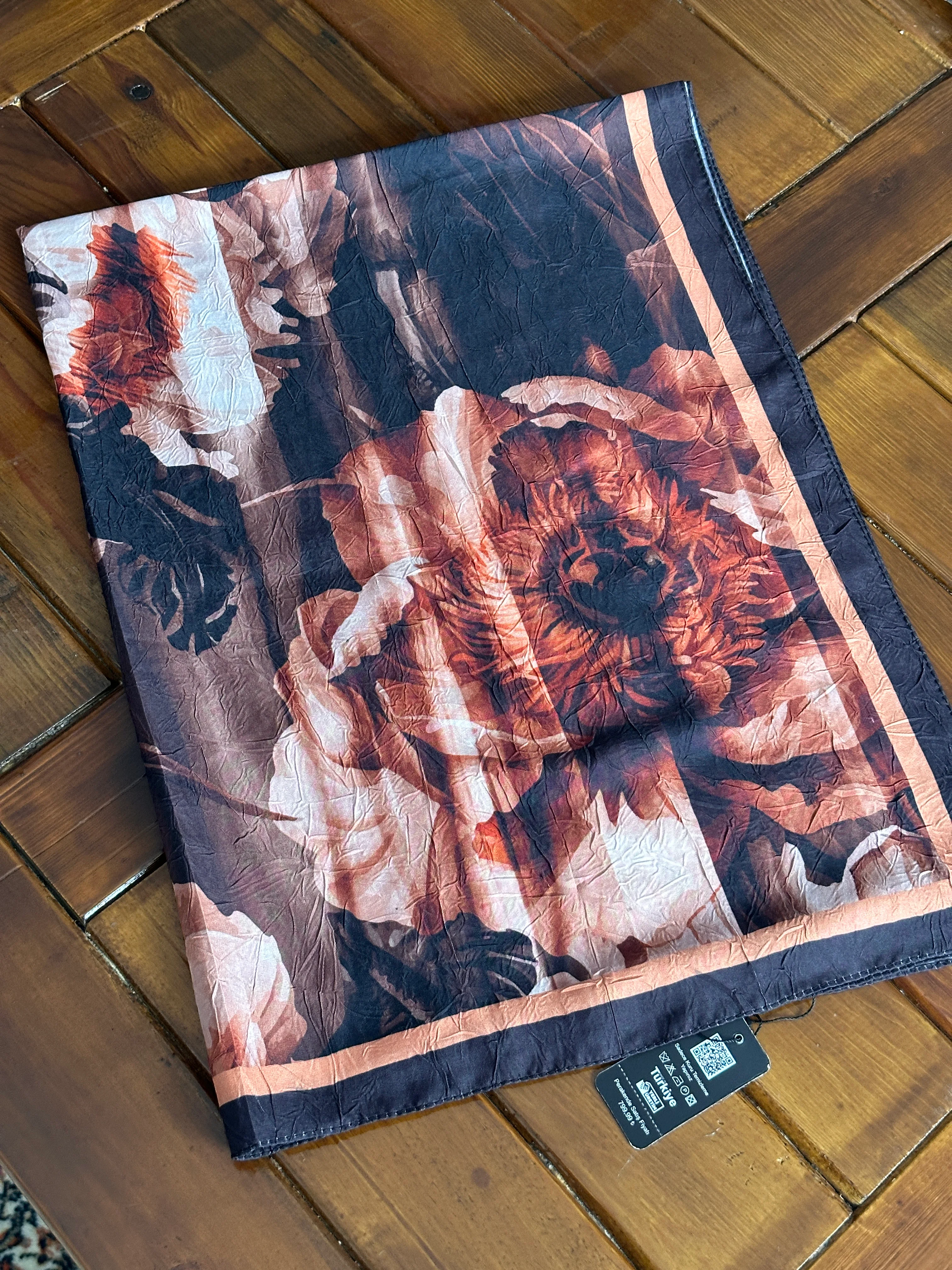 Kahve Ton Bambu Kraş Şal