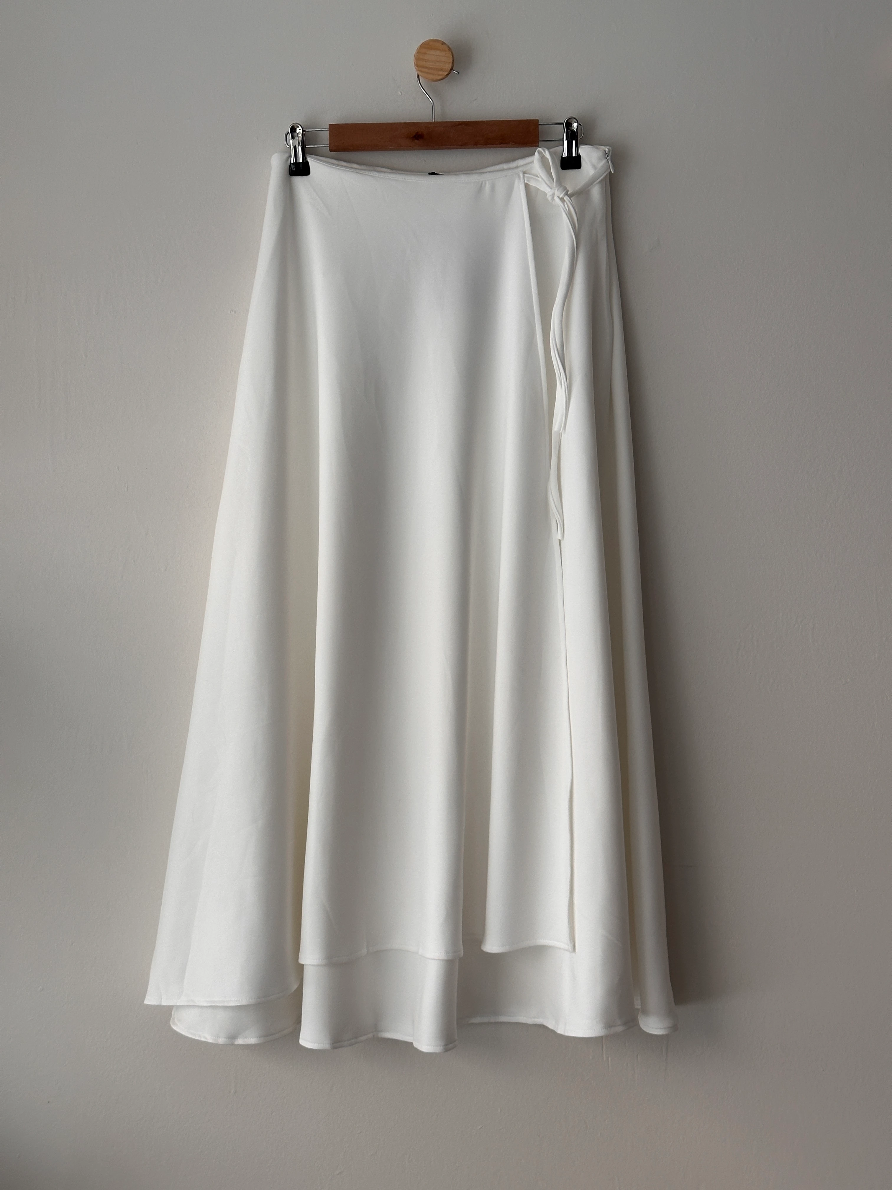 Yandan Bağlamalı Kloş Scuba Etek - Beyaz