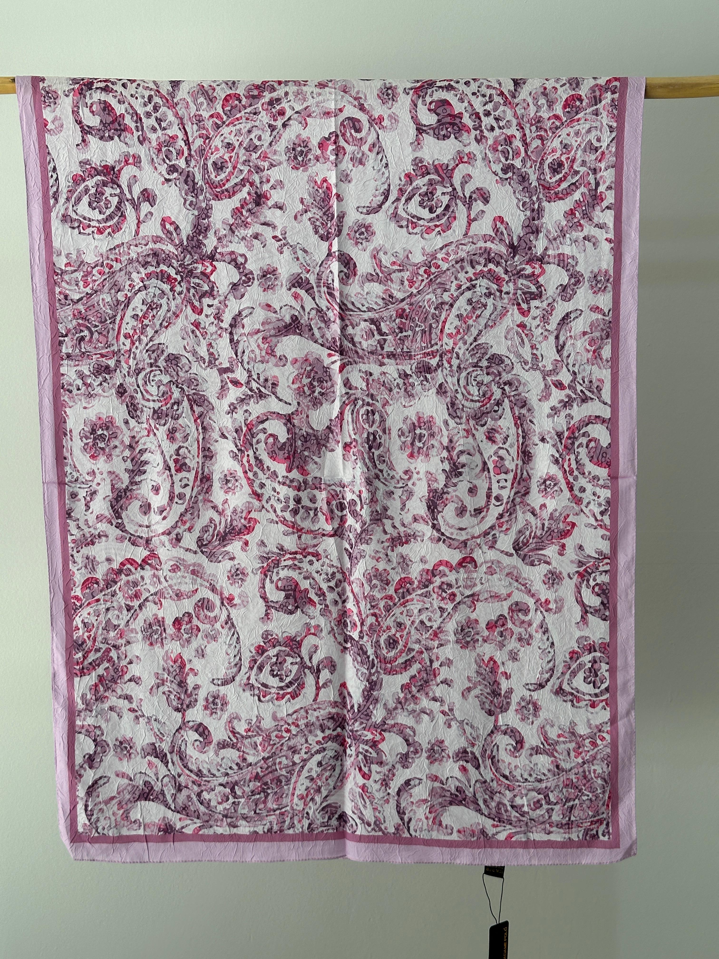 1.Etnik Desen Bambu Kraş Şal - Pembe
