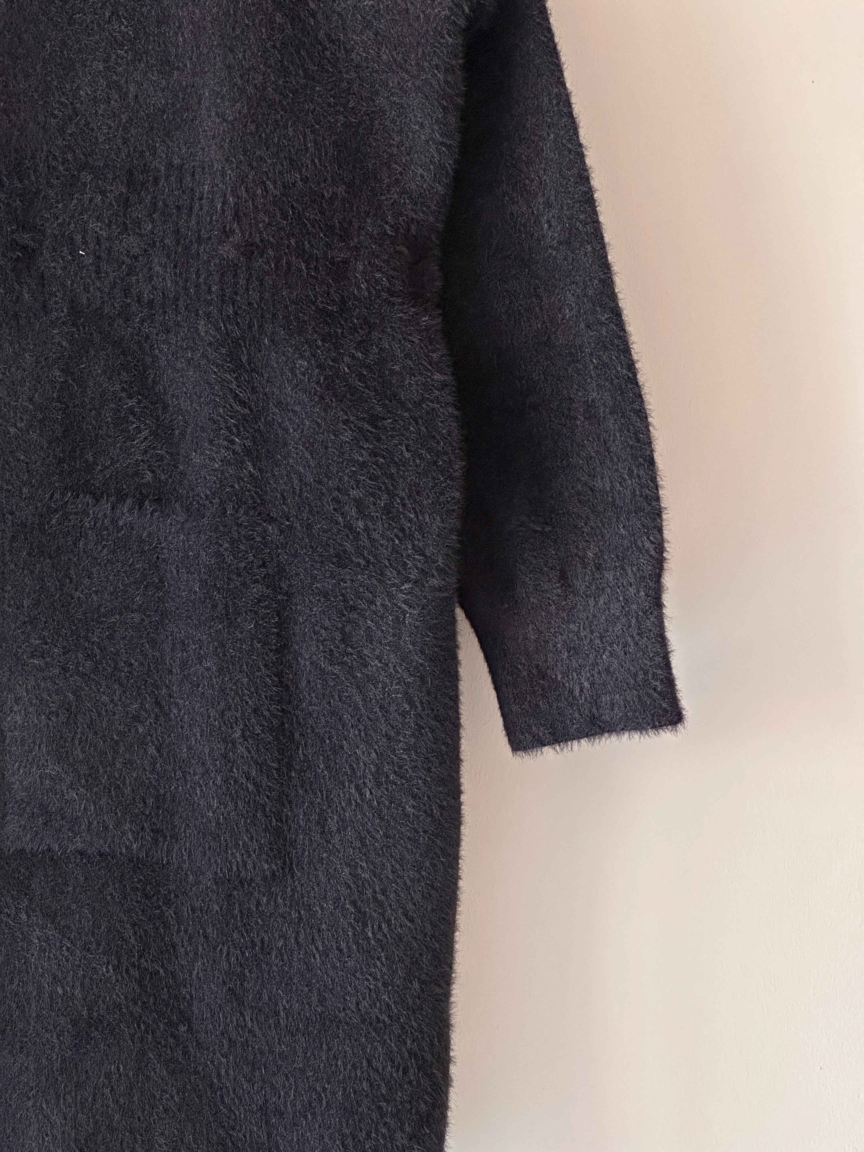 Beli Biyeli Kapüşonlu Angora Hırka