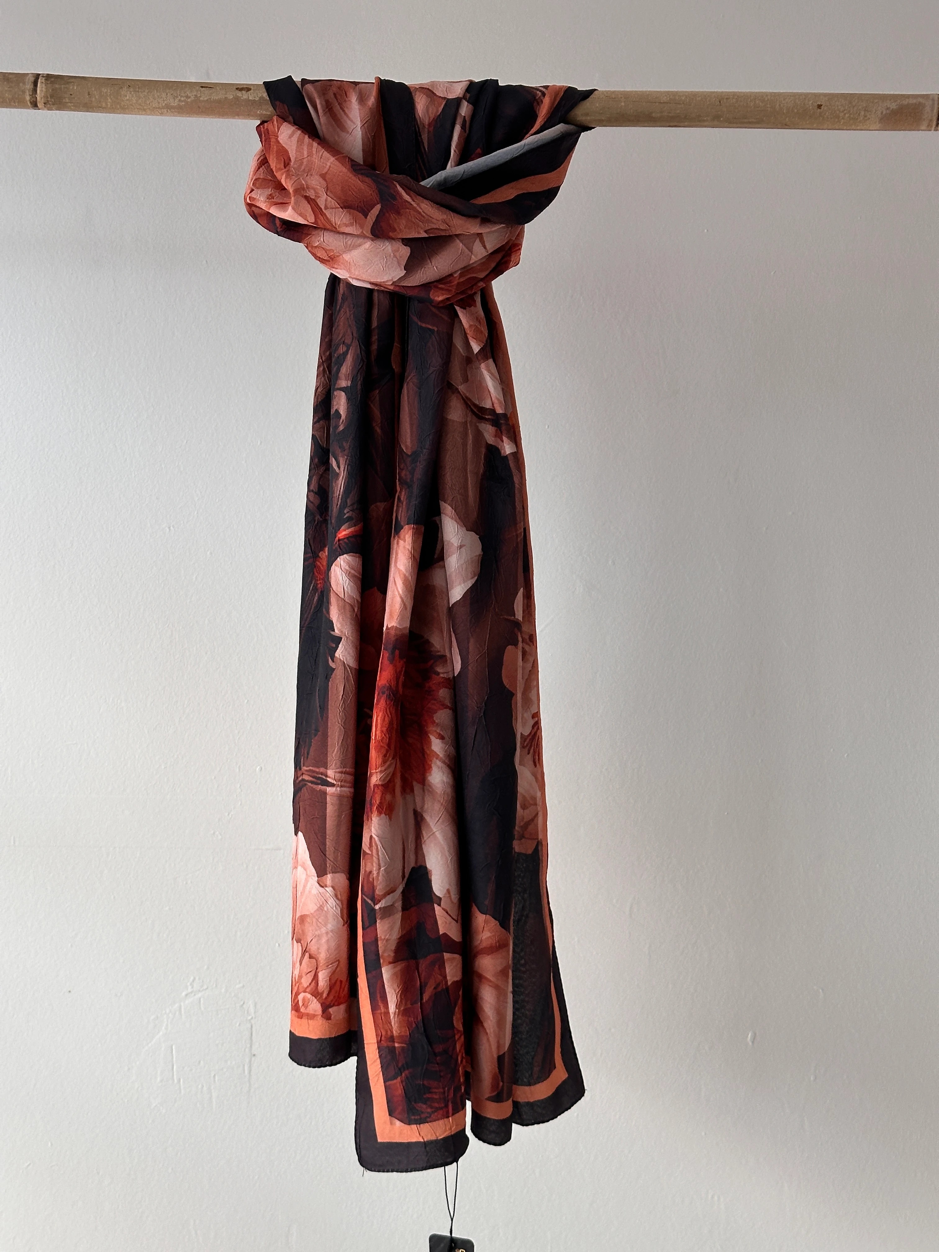 Kahve Ton Bambu Kraş Şal