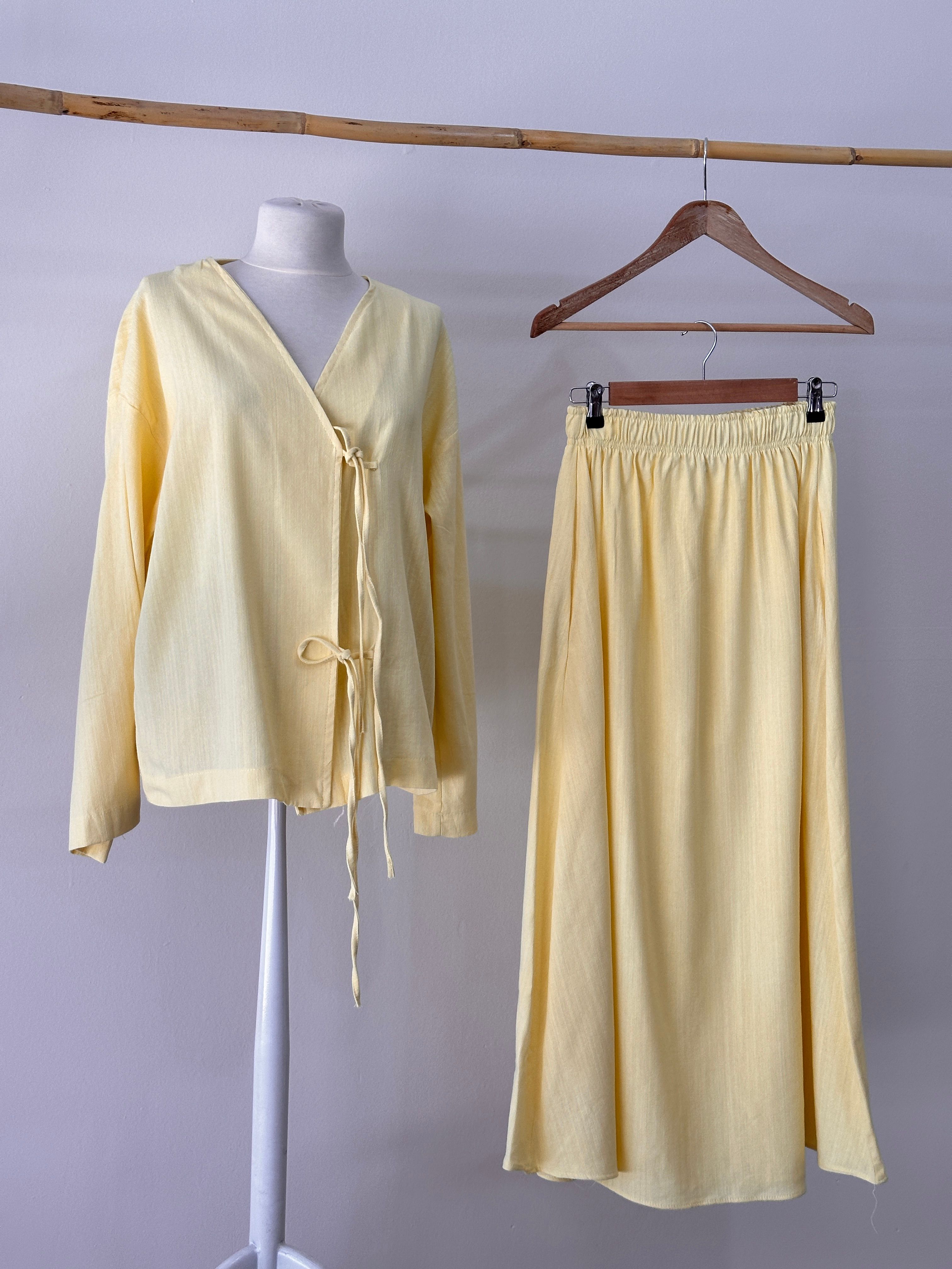 Keten Kimono Takım - Sarı