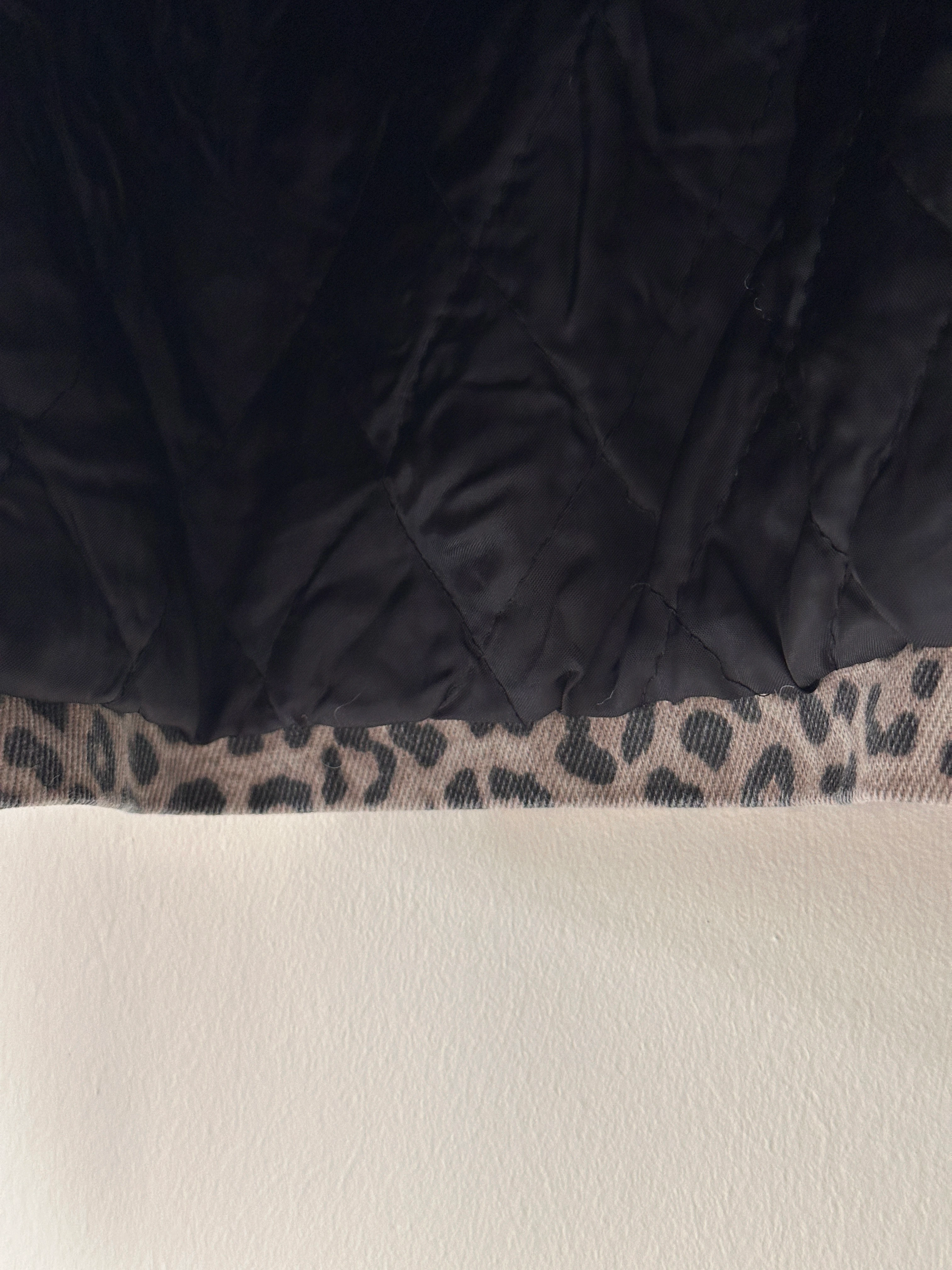 Leopar Desenli Kadife Yaka Gabardin Mont