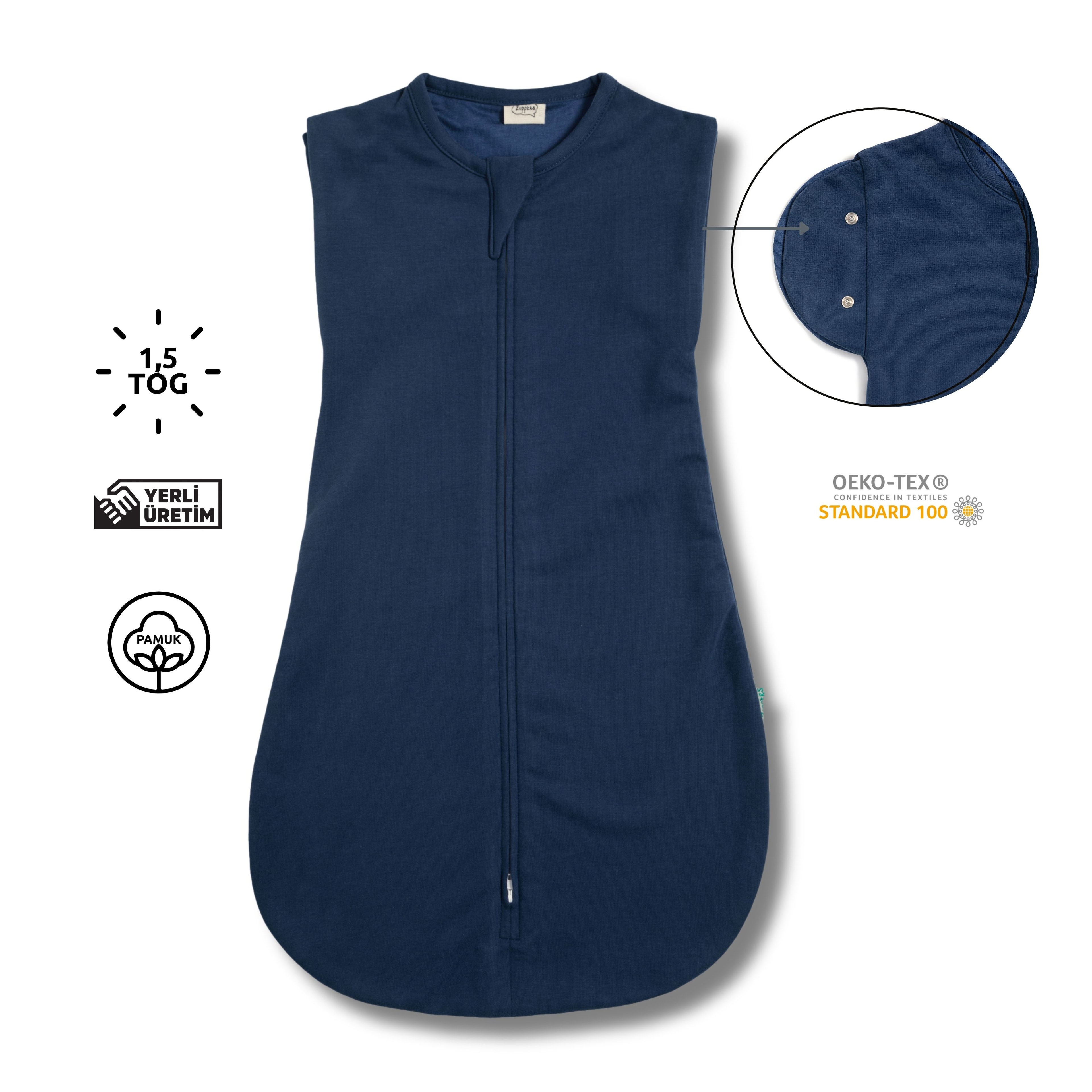 Çift Katlı Pamuk Bebek Kundak Tulum - 1,5 TOG - Lacivert