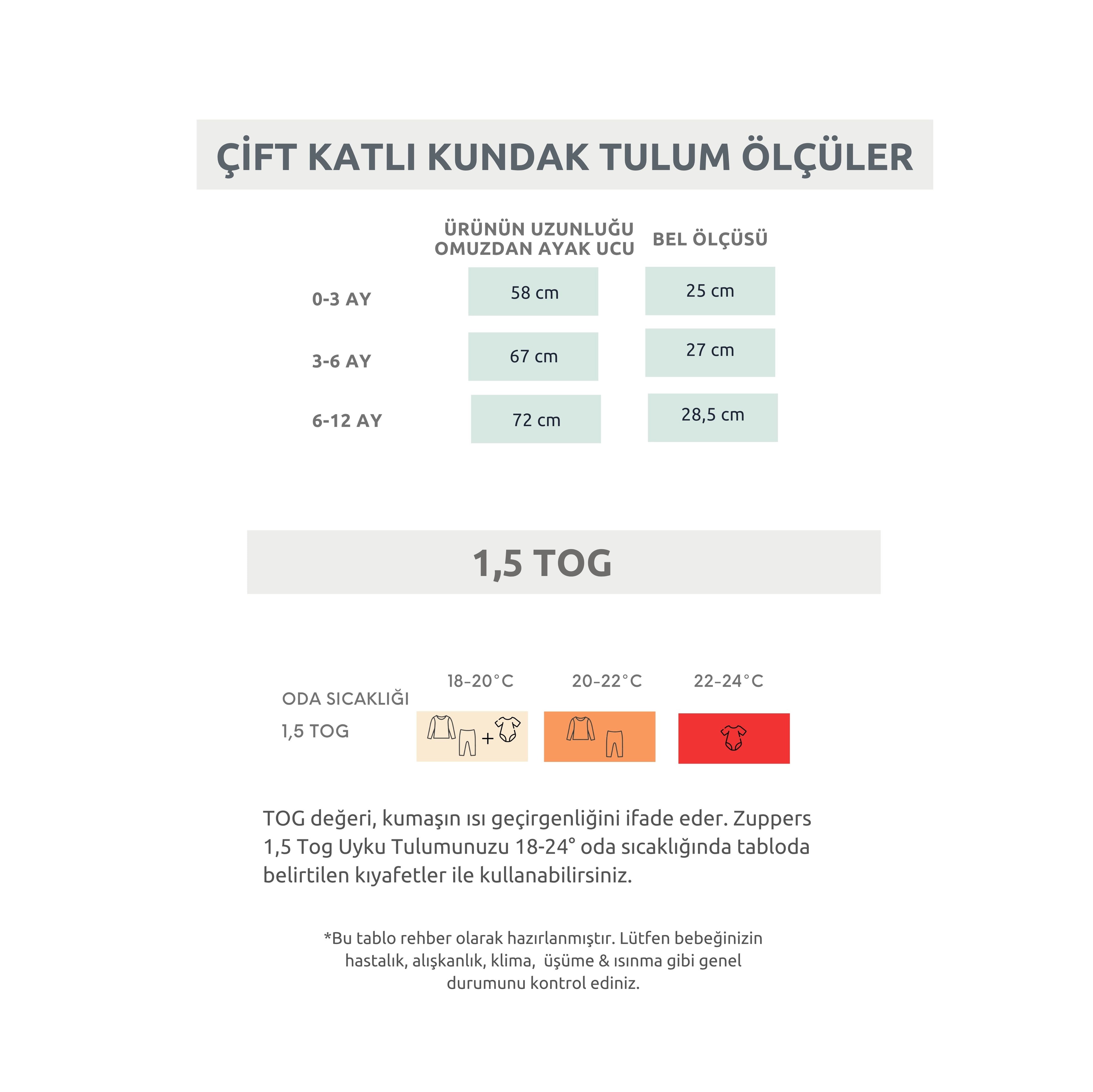 Çift Katlı Pamuk Bebek Kundak Tulum - 1,5 TOG