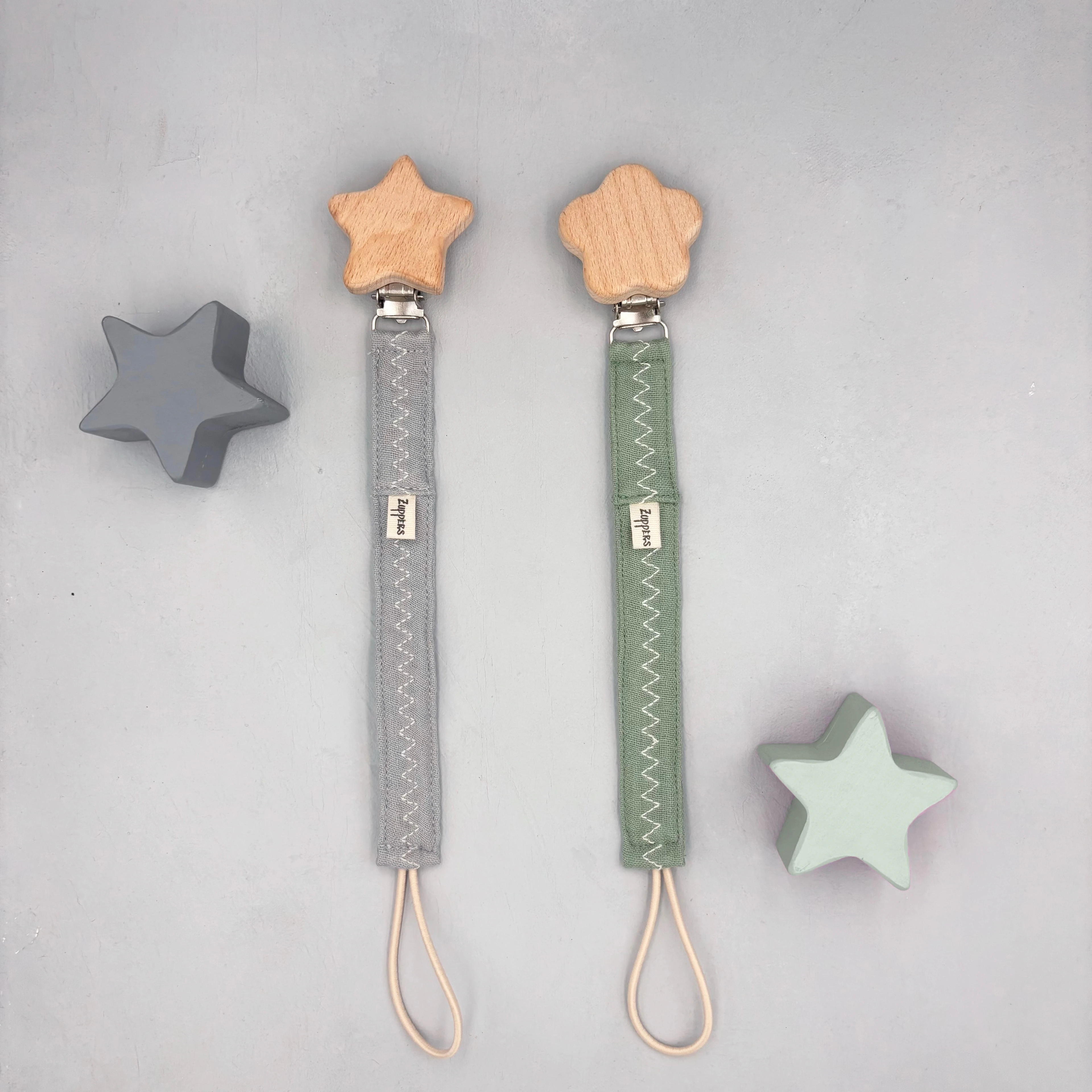 2li Set Müslin Emzik Askısı  - Gri - Yeşil