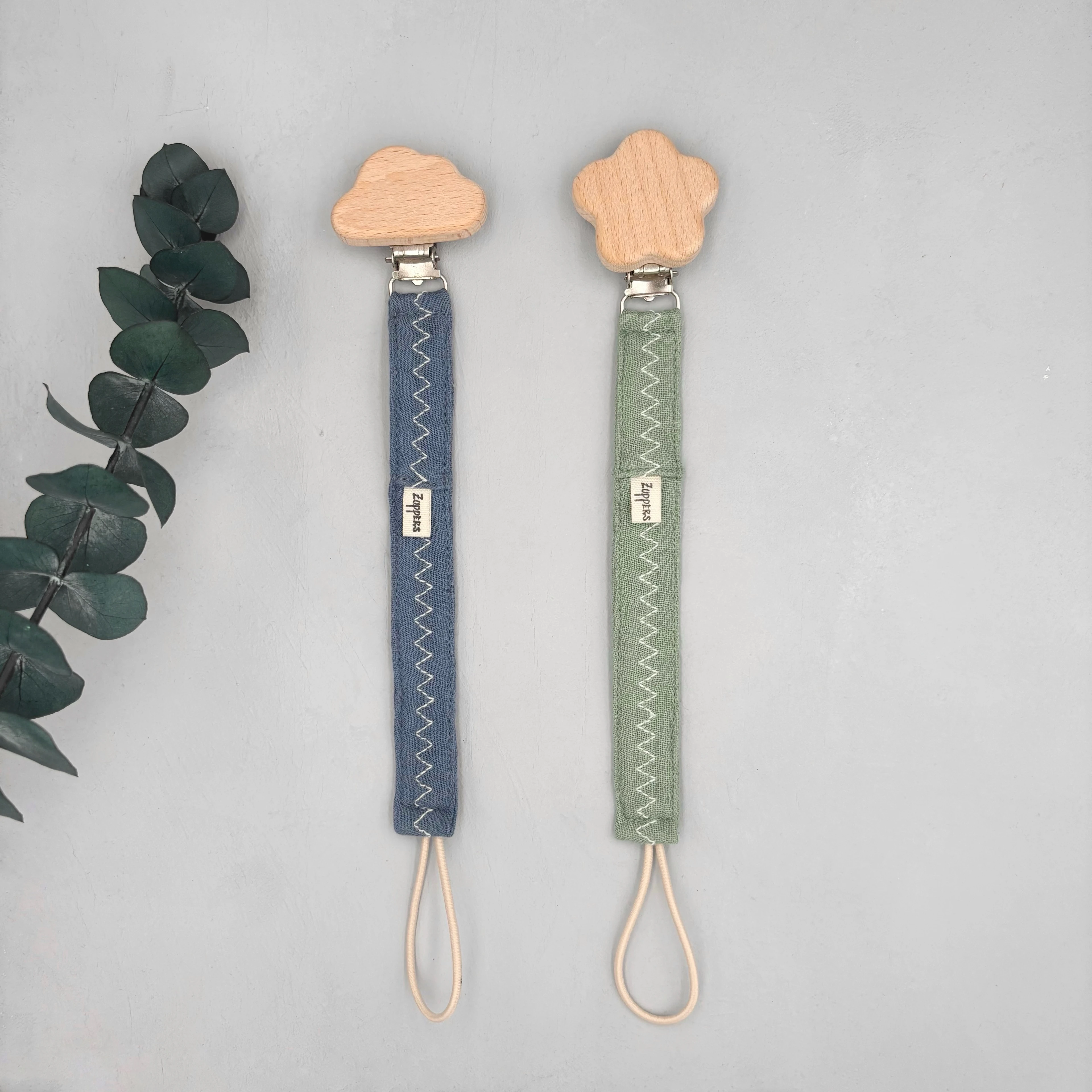 2li Set Müslin Emzik Askısı  - Indigo -Yeşil