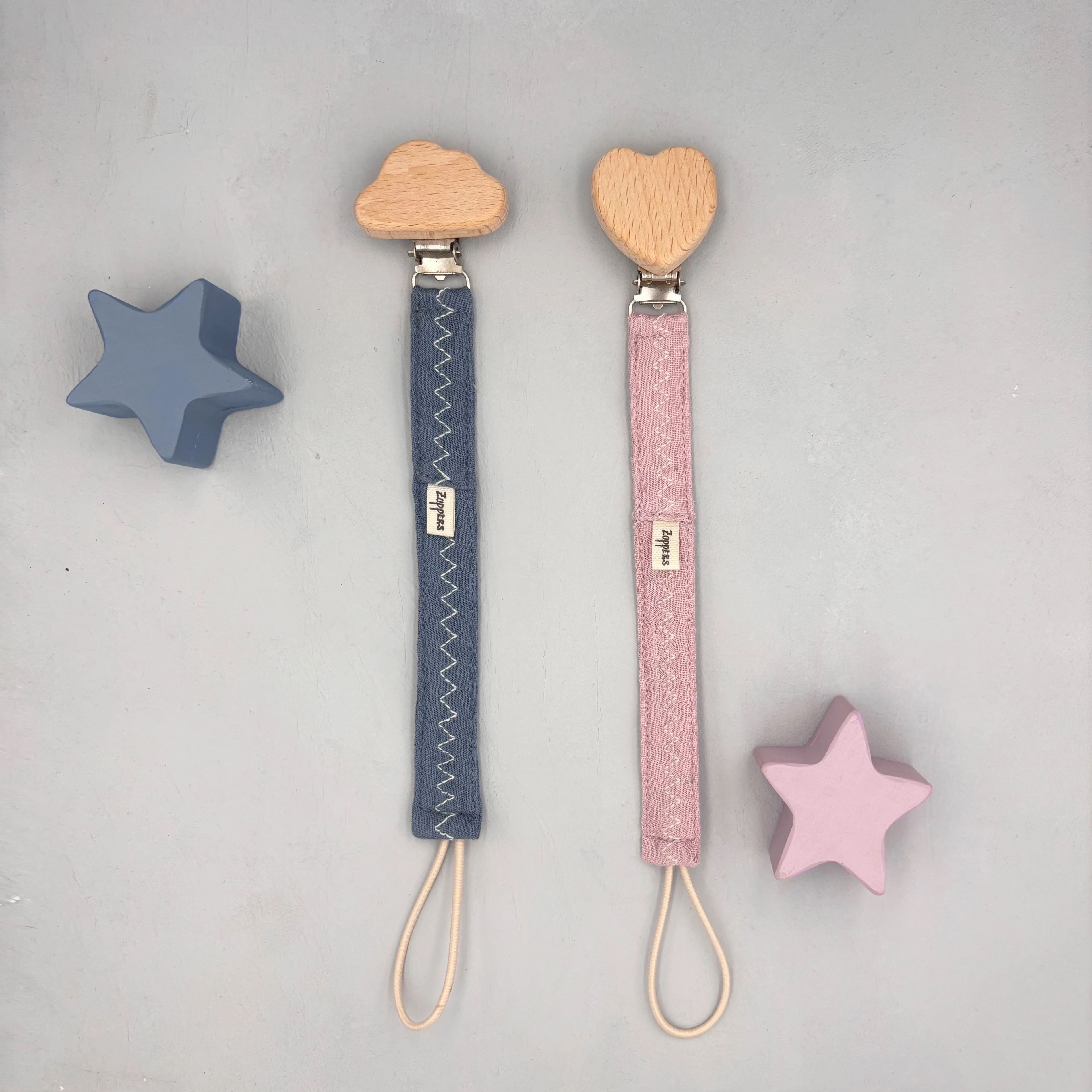 2li Set Müslin Emzik Askısı  - Indigo - Pembe