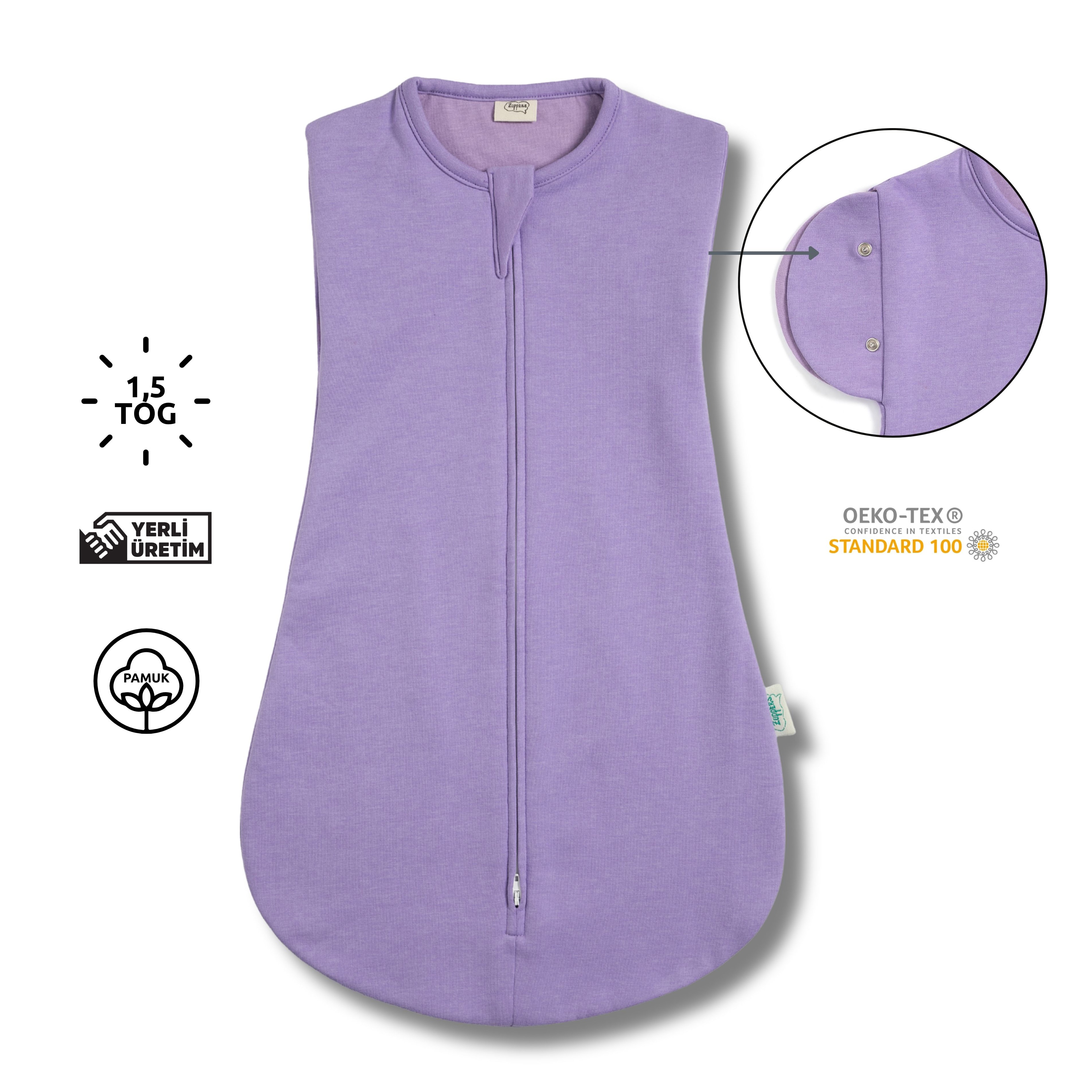 Çift Katlı Pamuk Bebek Kundak Tulum - 1,5 TOG - Violet