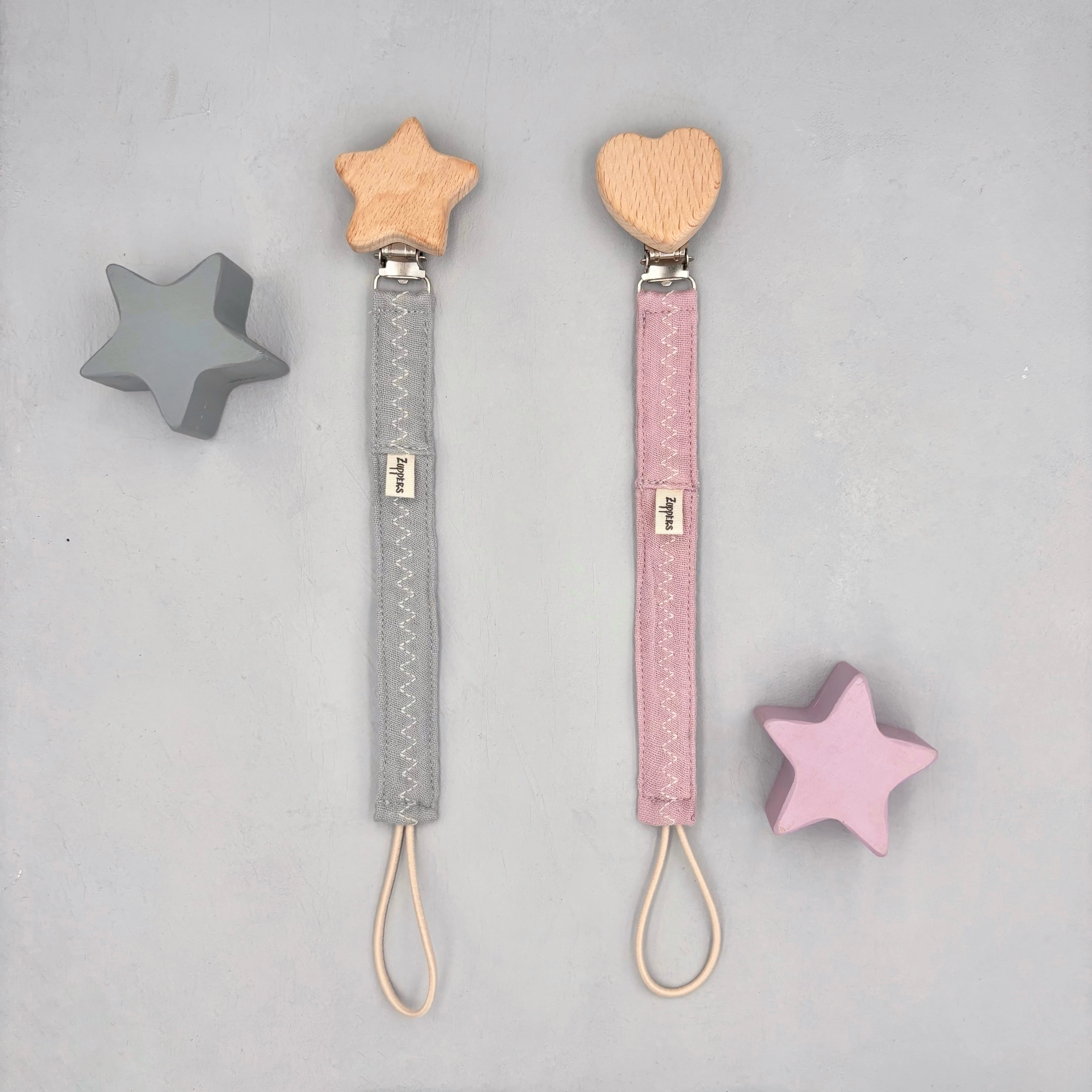 2li Set Müslin Emzik Askısı  - Gri - Pembe