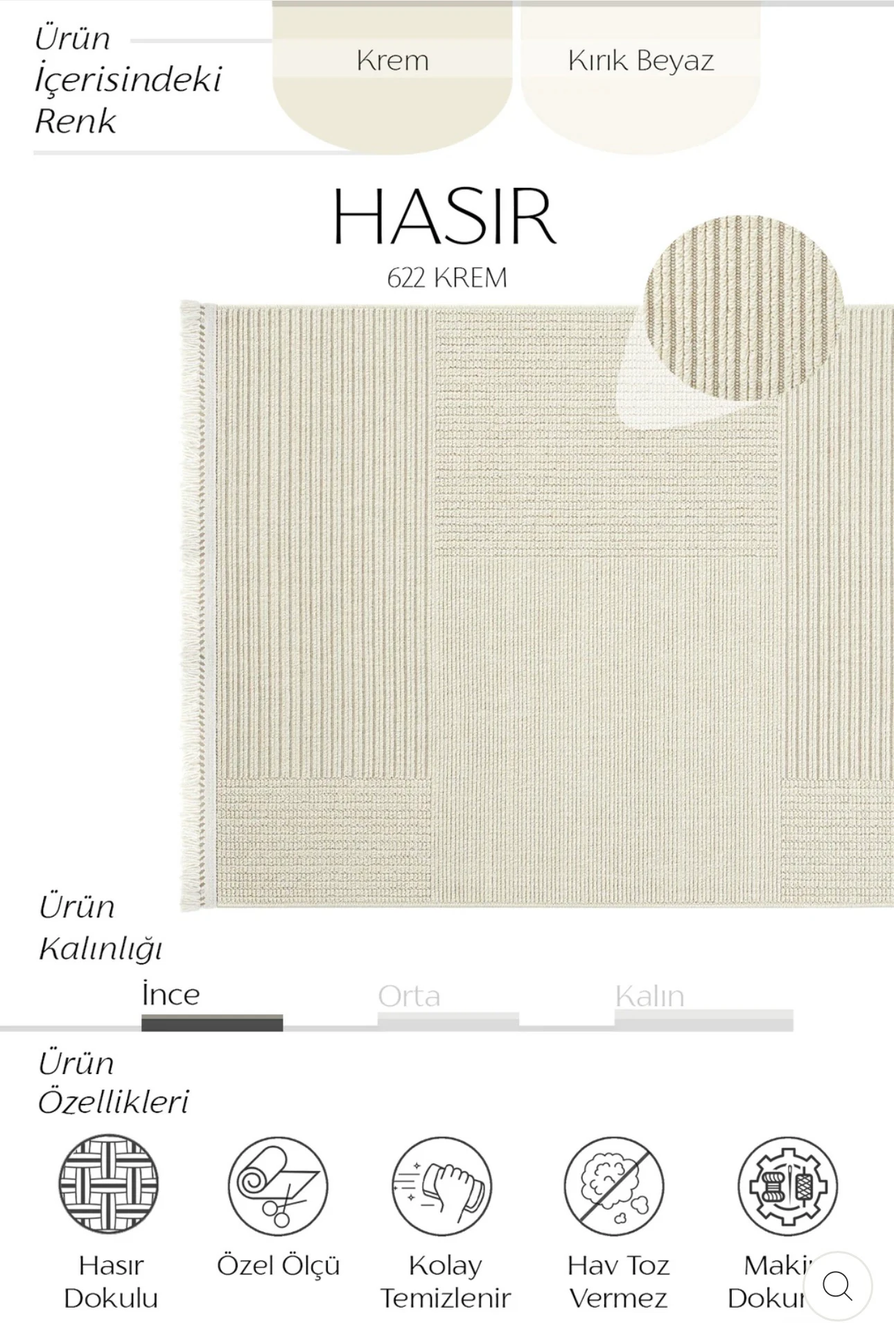 hanlı halı riya622 krem hasır dokulu oturma odası halısı koridor halısı kesme halı