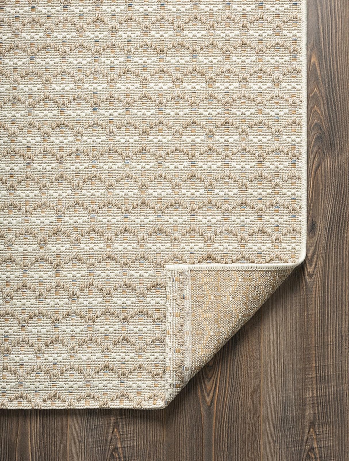 hanlı halı tı006a krem taba mavi etnik jüt sisal halı