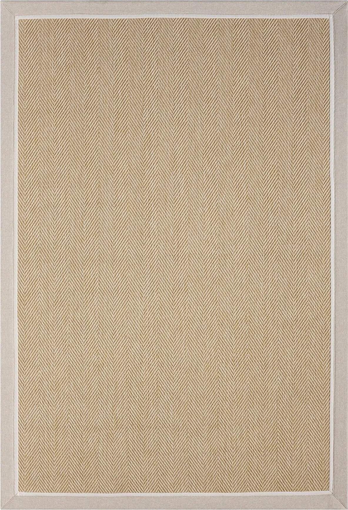 Hanlı halı sisal bej665 bej krem bordürlü hasır dokulu kesme halı