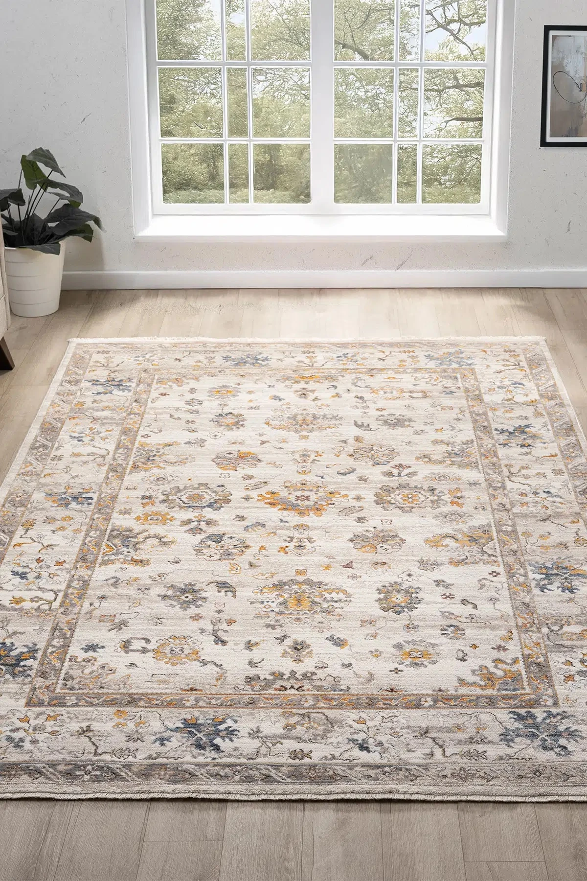 Hanlı halı Otantik0253 krem kahve renkli  Salon oturma odası halısı