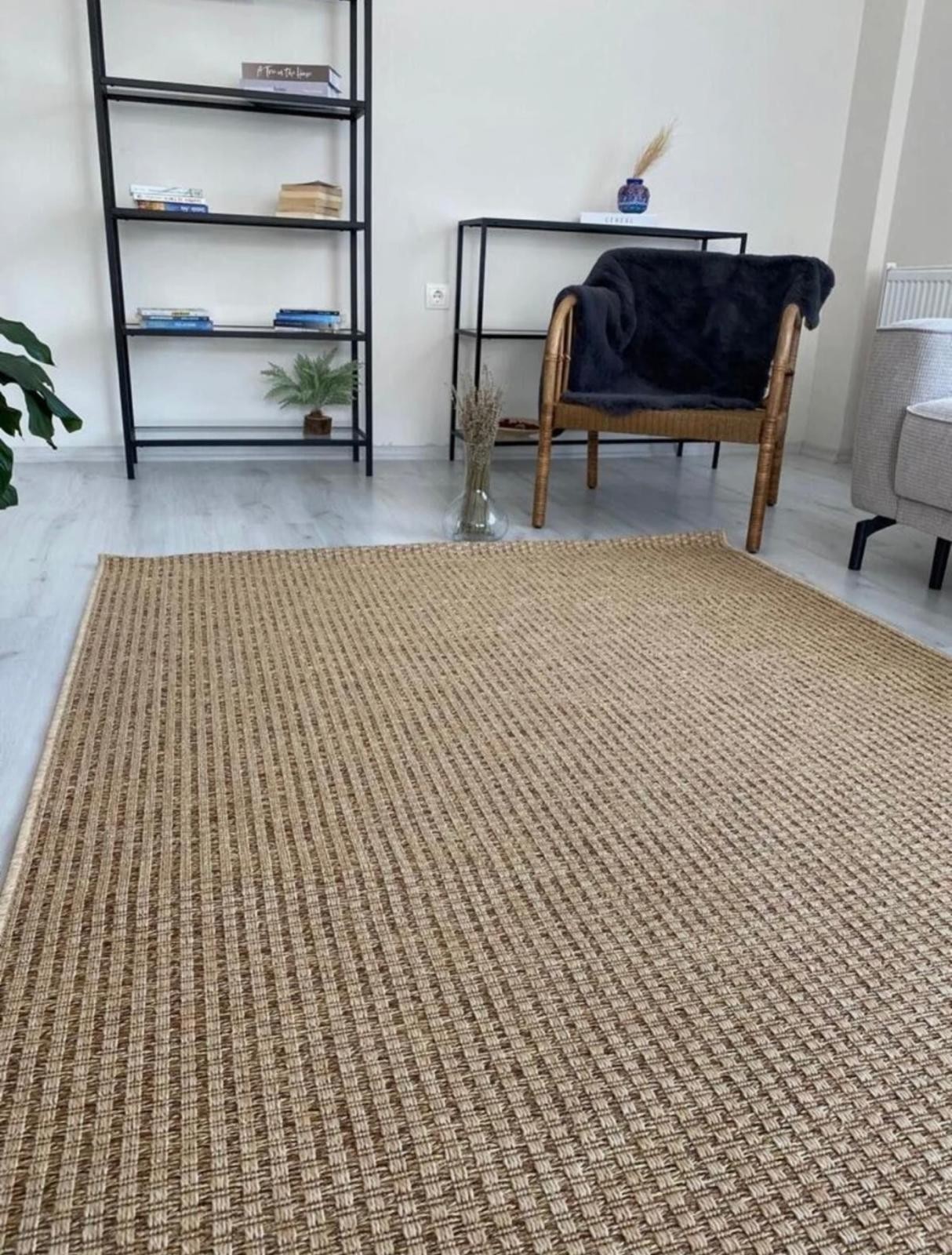 hanlı halı nice667 kahve hasır dokulu kesme sisal halı