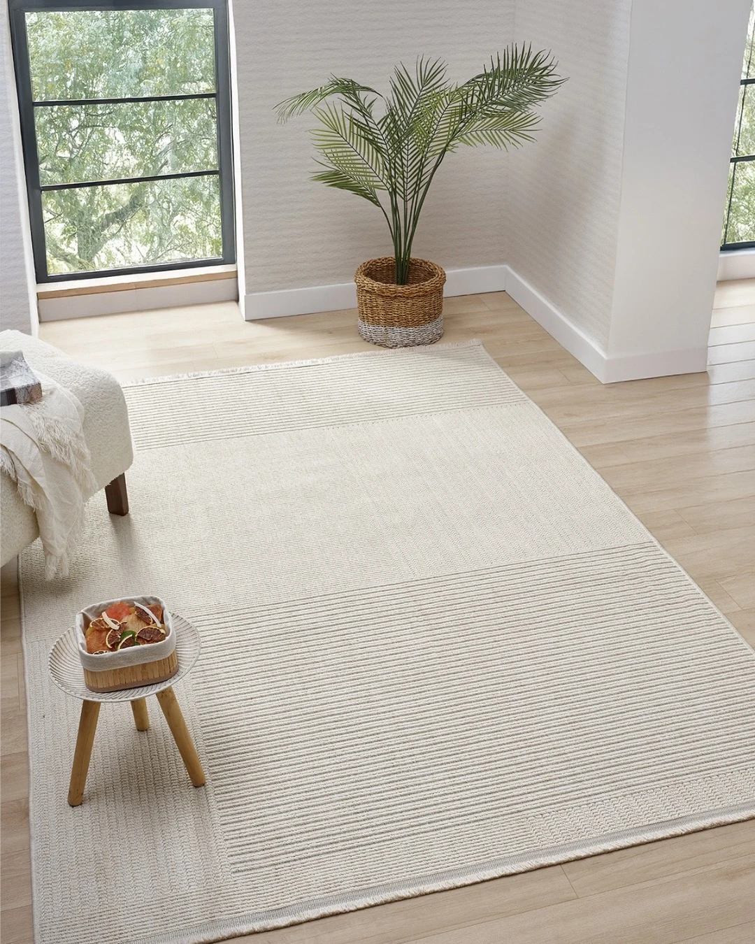 hanlı halı riya622 krem hasır dokulu oturma odası halısı koridor halısı kesme halı