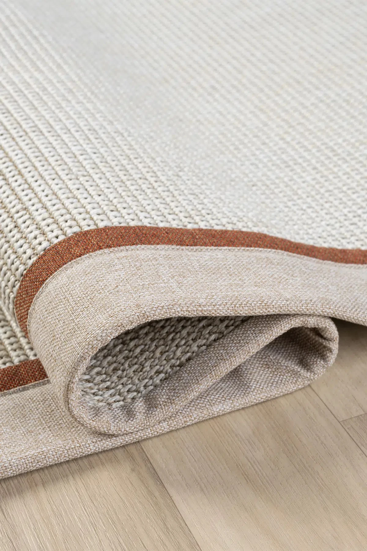 Hanlı halı sisal664 krem bej terra bordürlü hasır dokulu kesme halı