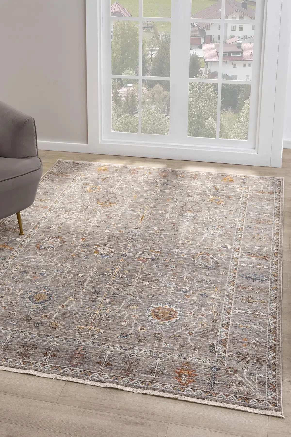 Hanlı halı otantik0255 gri kahve renkli salon oturma odası halısı