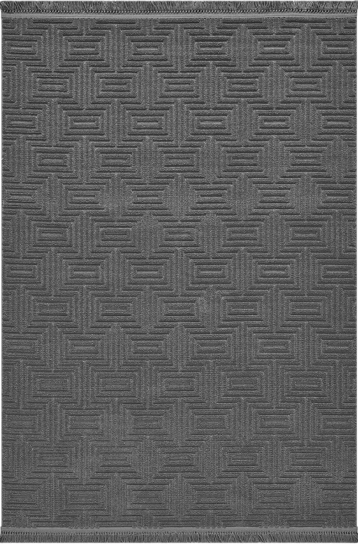 Hanlı halı risby 1550antrsit yumuşak tüşeli modern koridor halısı kesme halı