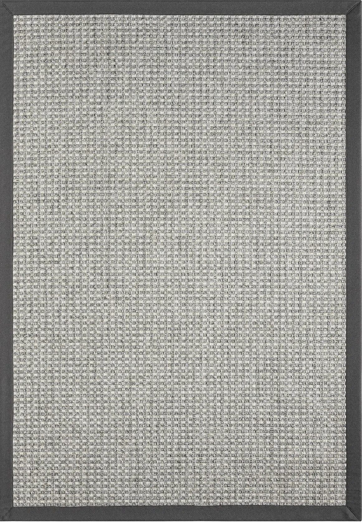 Hanlı halı sisal gri667 Antrasit bordürlü hasır dokulu kesme halı