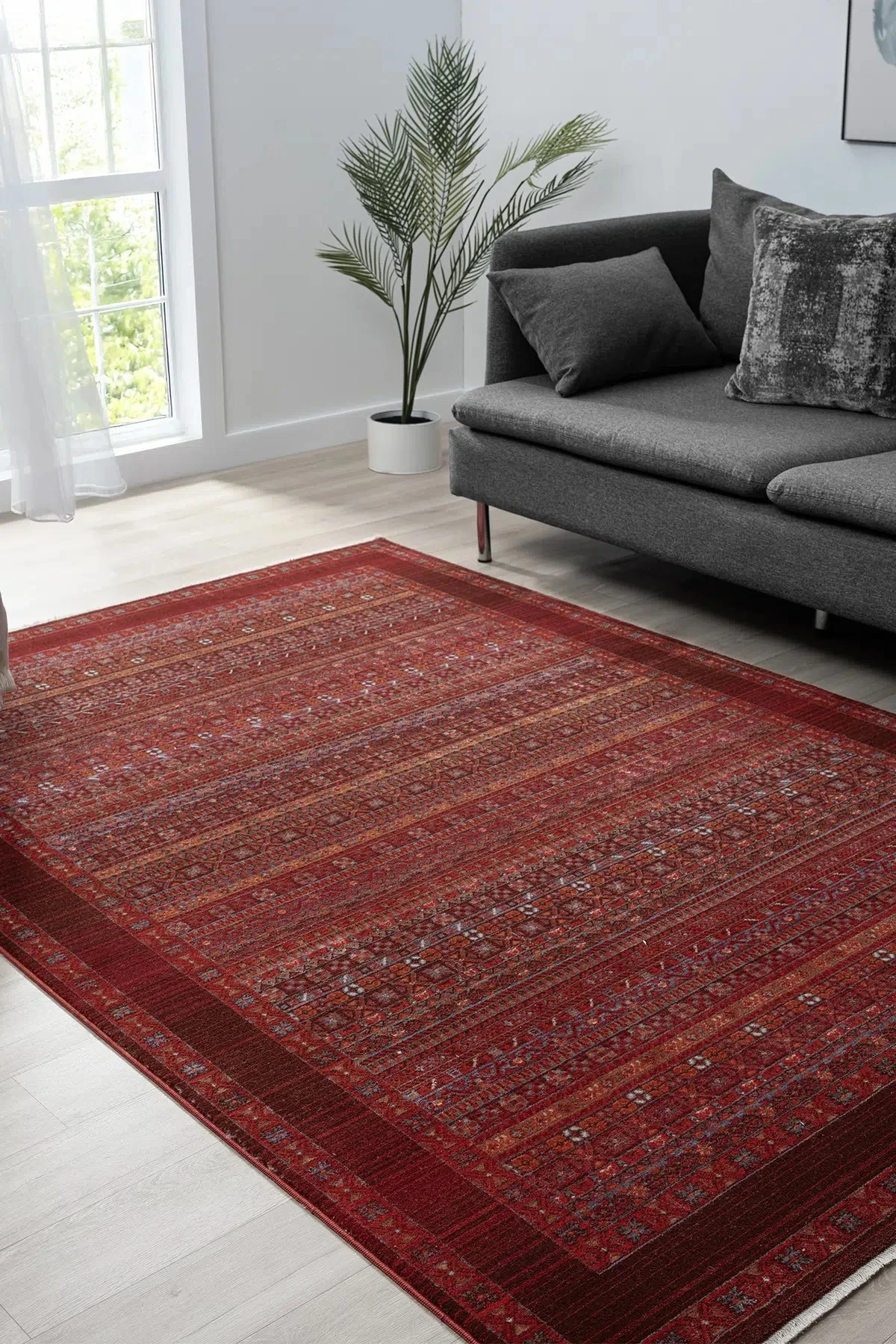 Hanlı halı otantik 0259 bordo  Salon oturma odası halısı