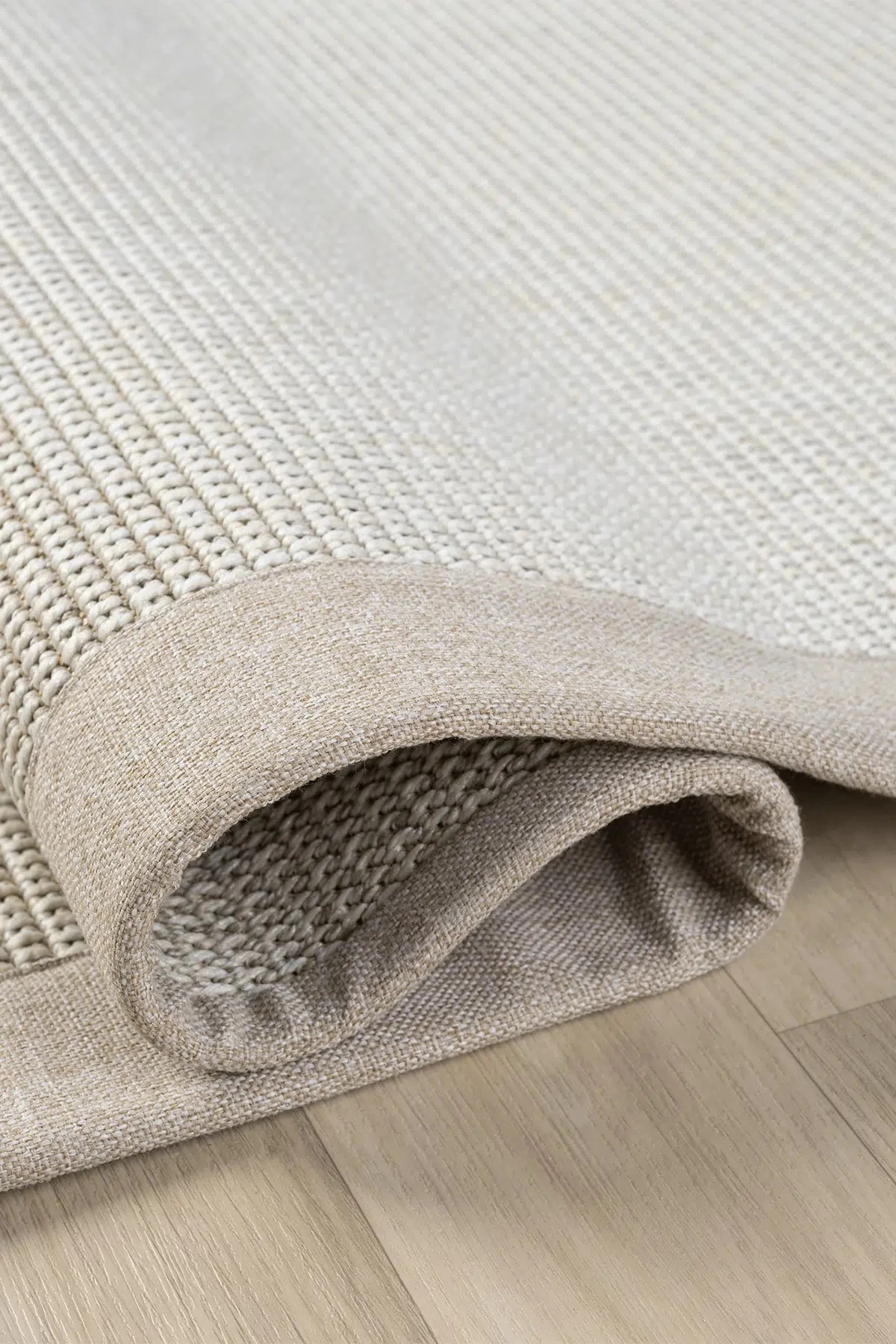 Hanlı halı krem sisal krem664 bej bordürlü hasır dokulu kesme halı