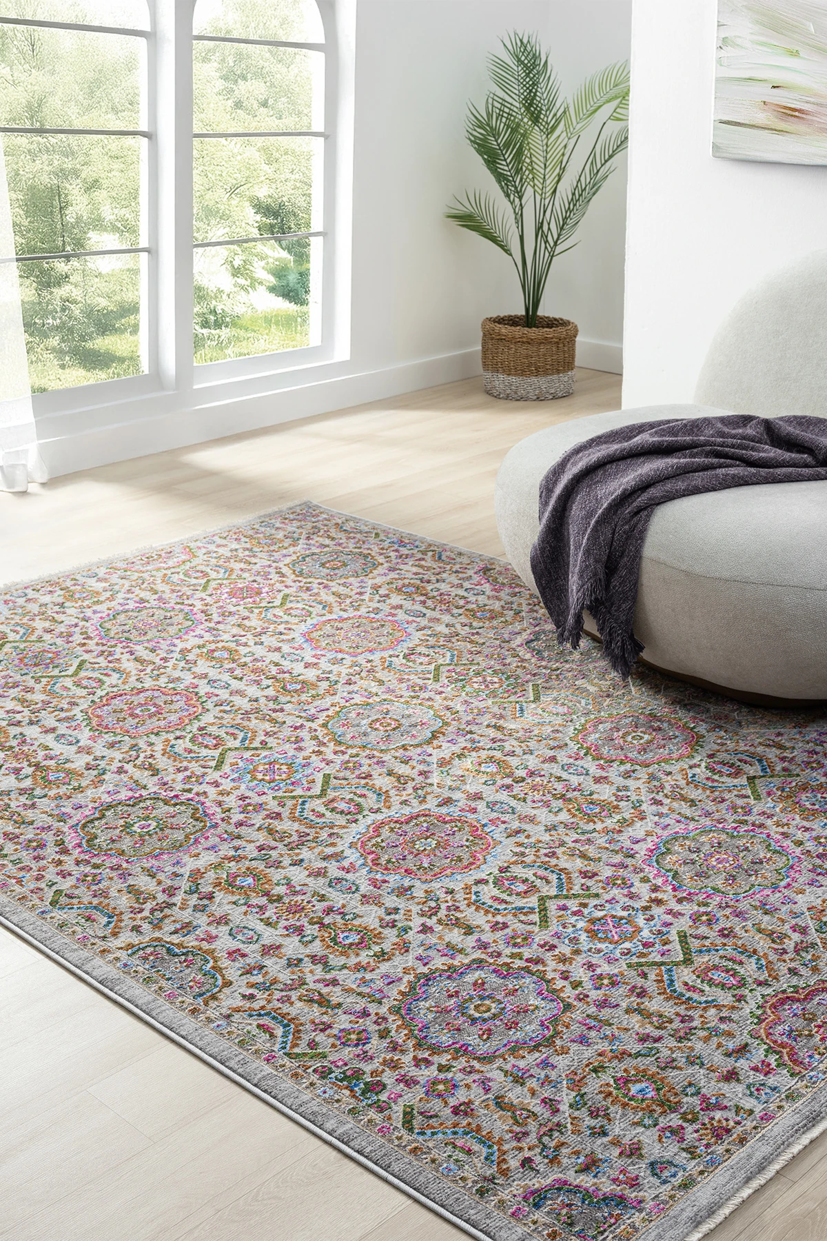 Hanlı halı 802retro etnik renkli salon oturma odası halısı