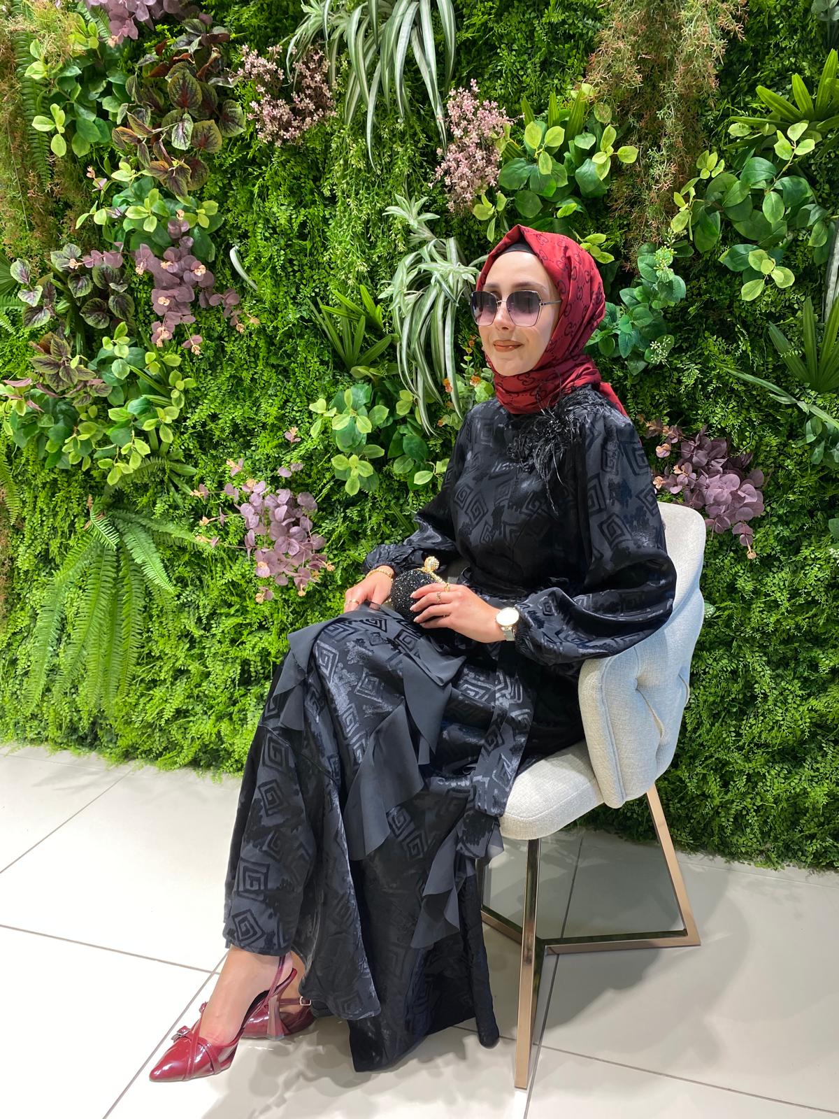 My312 Omuz İşlemeli Jakar Elbise