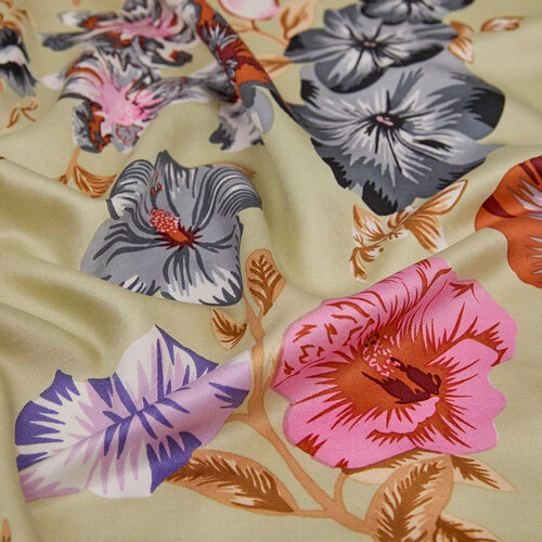 İpekevi Petunya Desenli İpek Şal