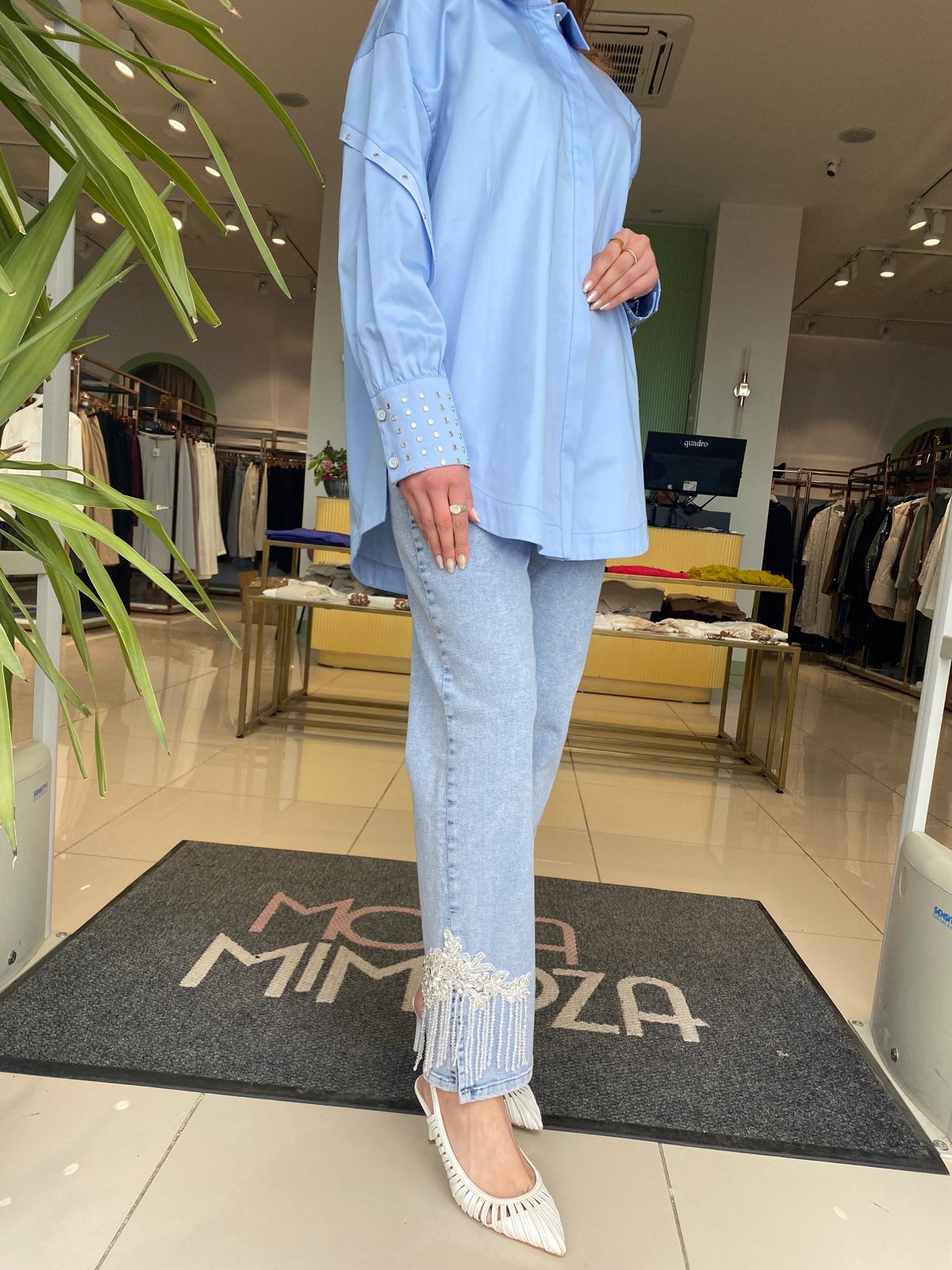 My312 Paçası İşlemeli Pantolon