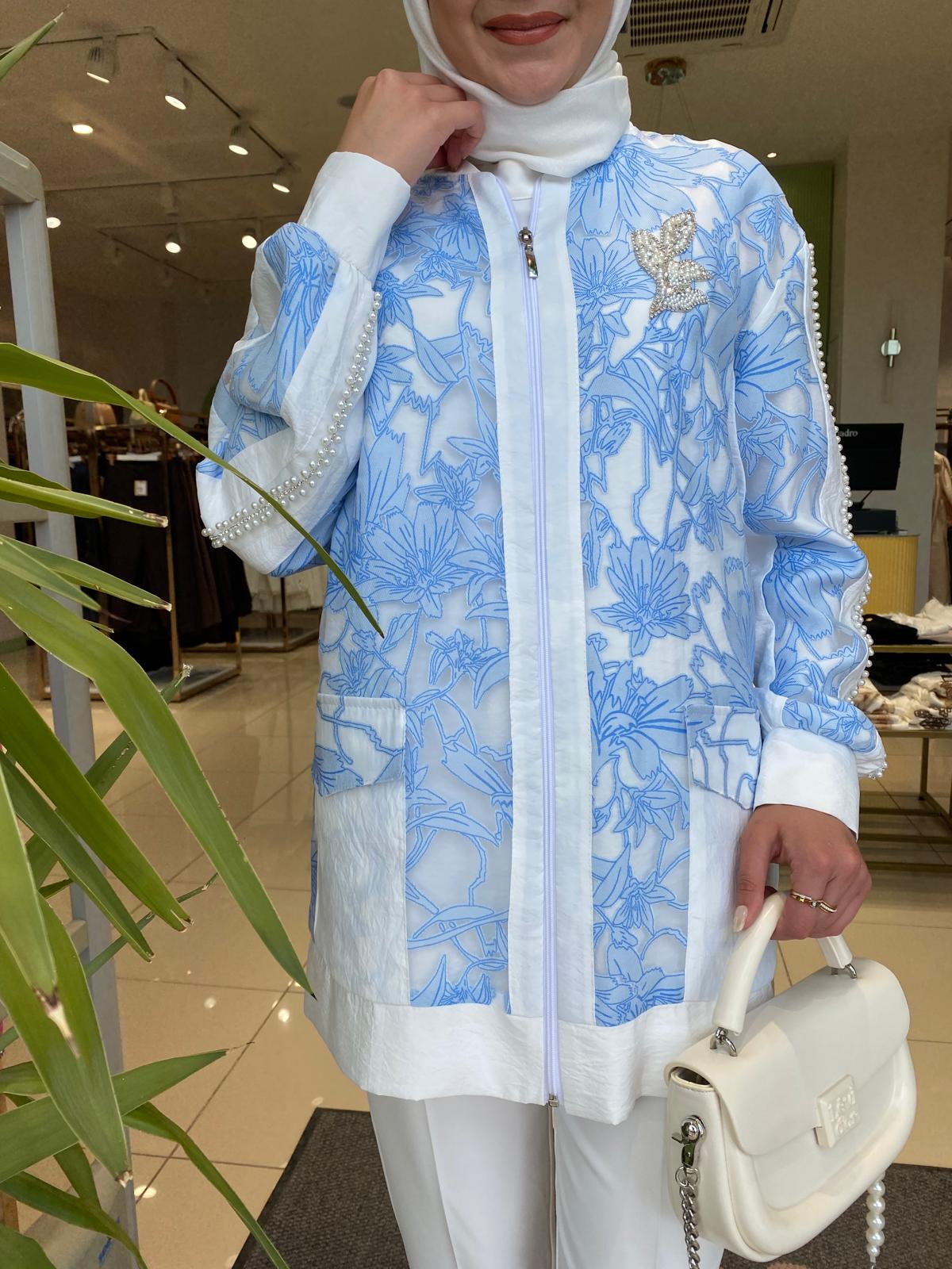 My312 Kolları İncili Lazerli Ceket