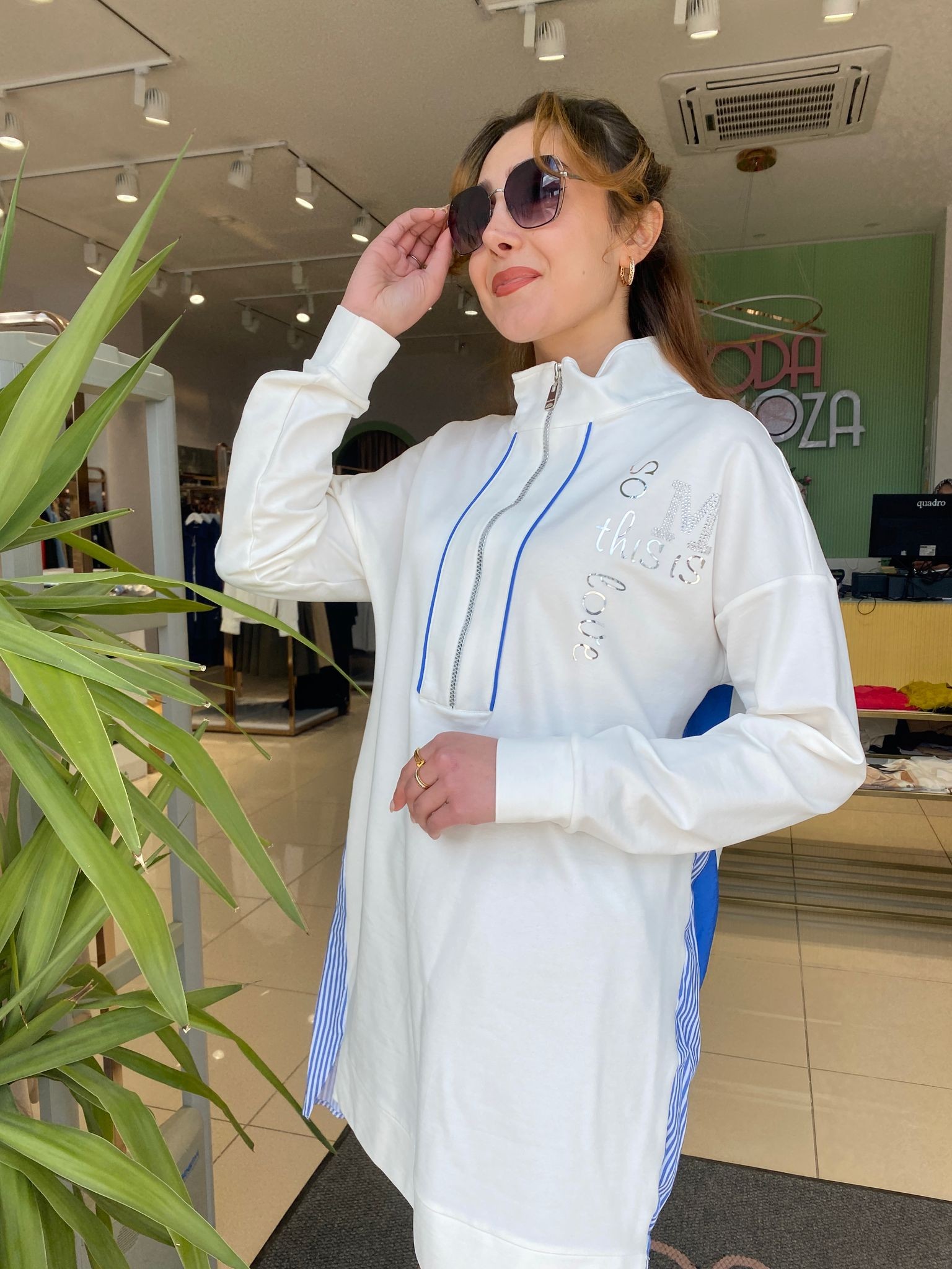 MoodBasic Çizgili Sweatshirt