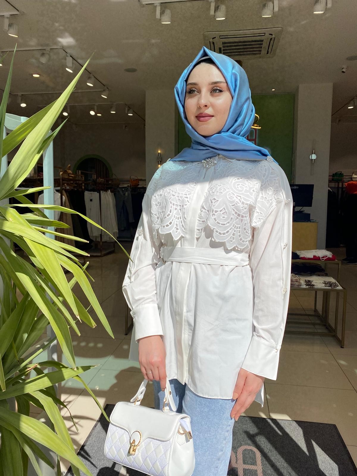 My312 Dantelli İncili Tunik