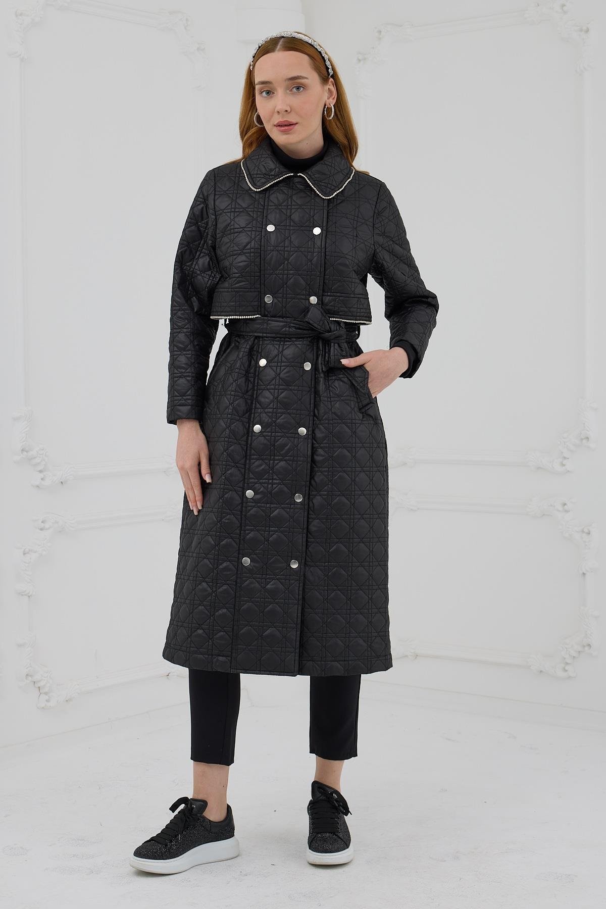 MoodBasic Taş Şeritli Kapitone Mont