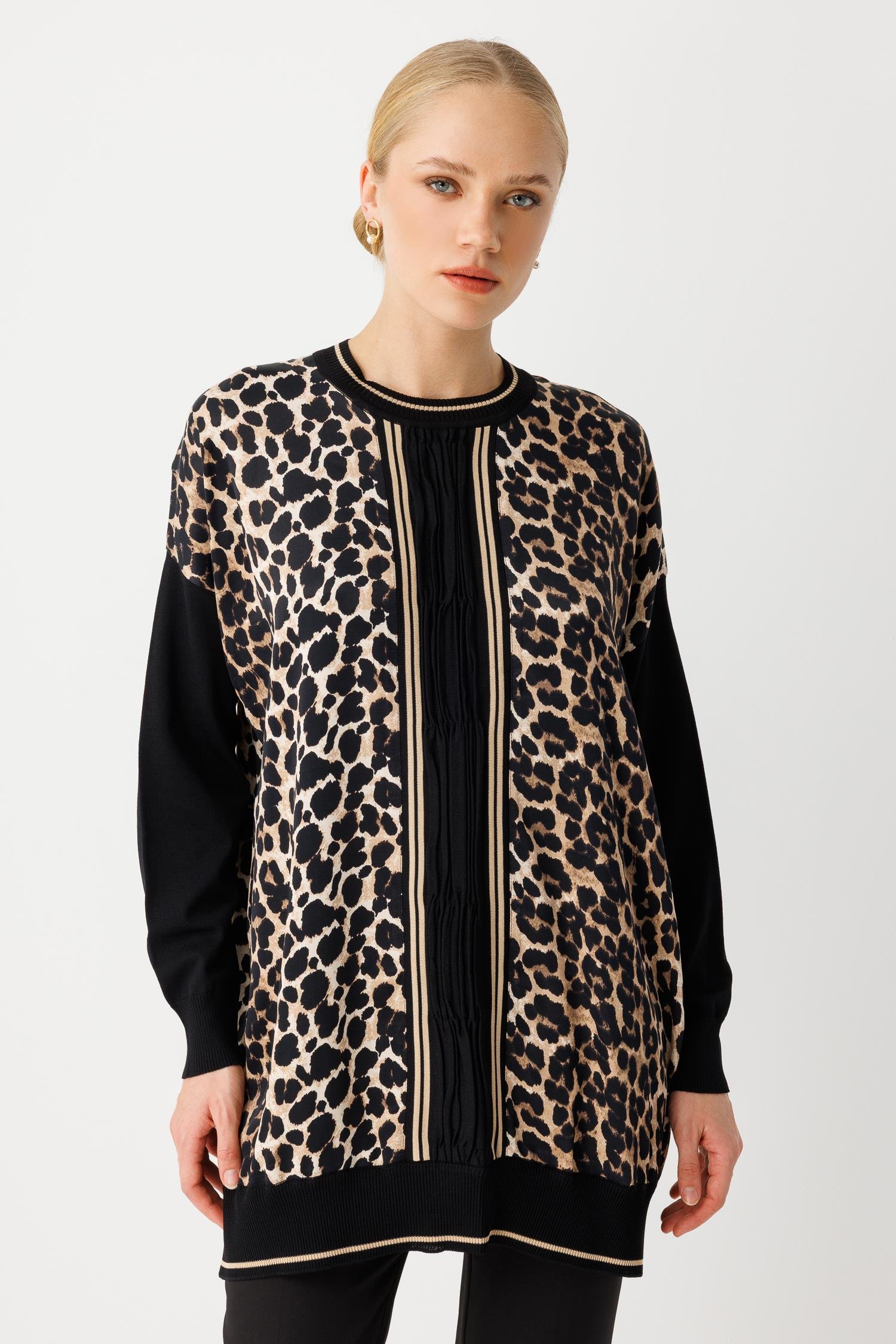 Ghisa Leopar Saten Tunik