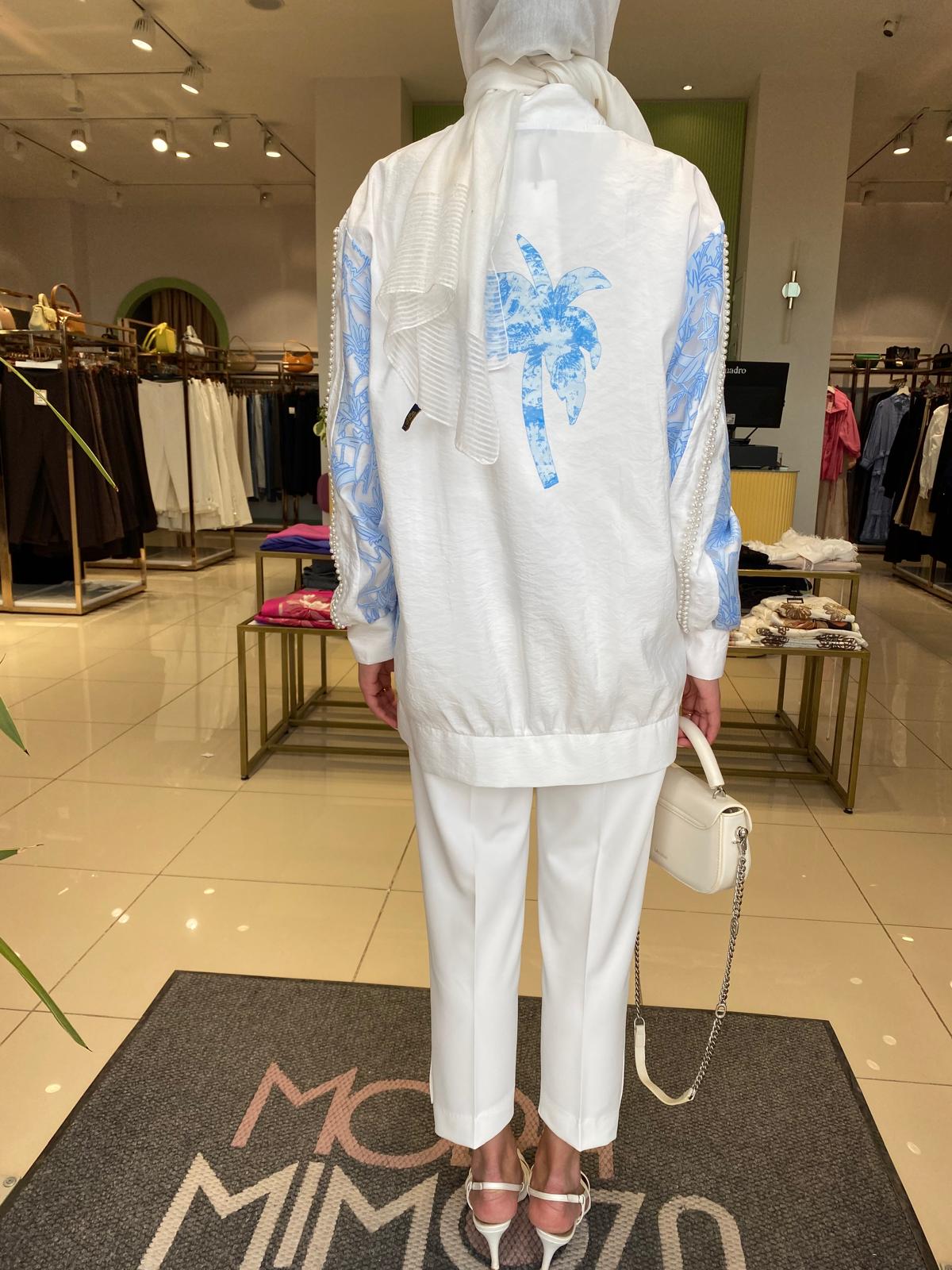 My312 Kolları İncili Lazerli Ceket