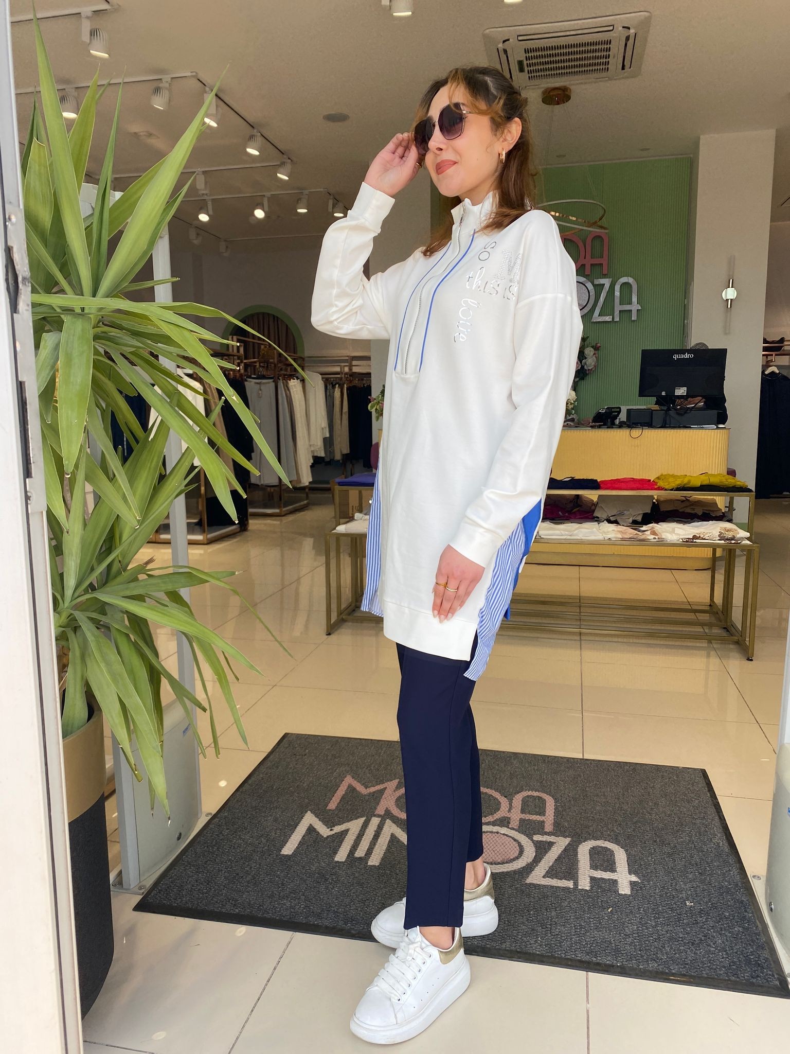 MoodBasic Çizgili Sweatshirt