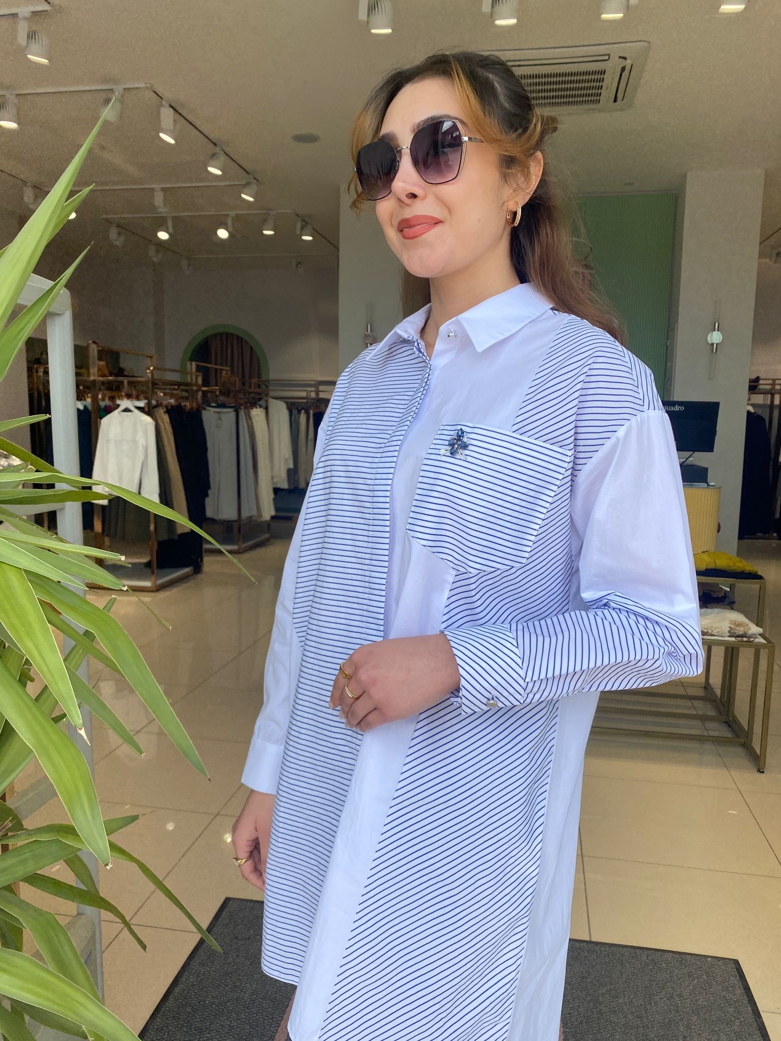 MoodBasic Çizgili Cotton Gömlek