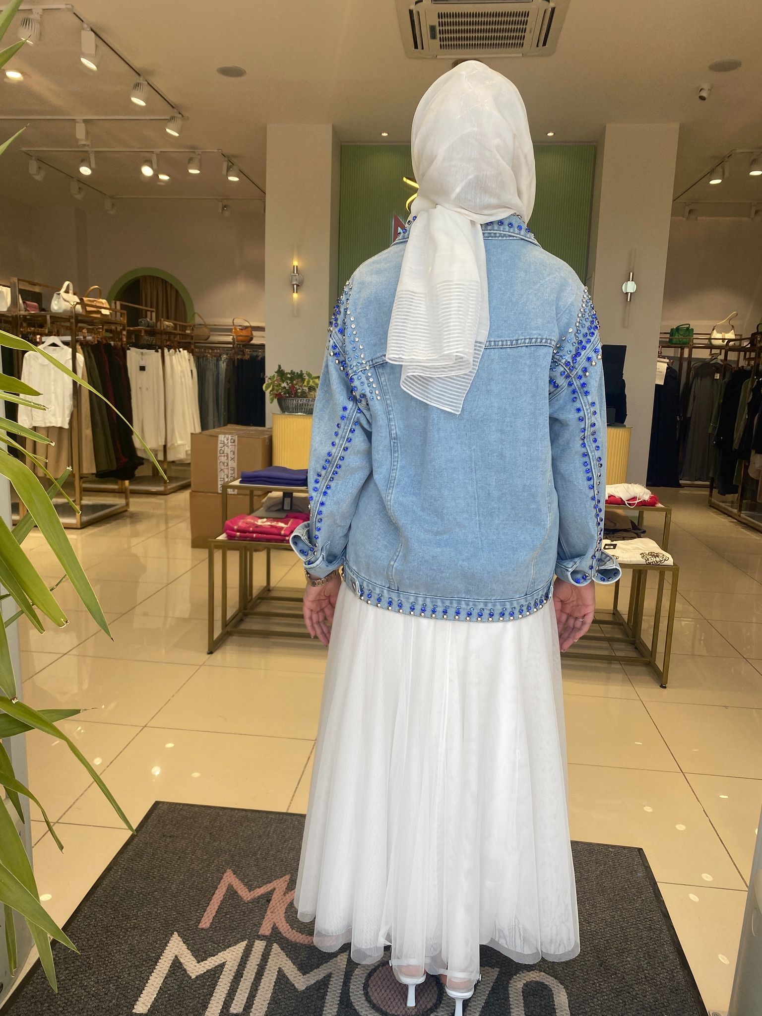 Moor Lacivert Taşlı Kot Ceket