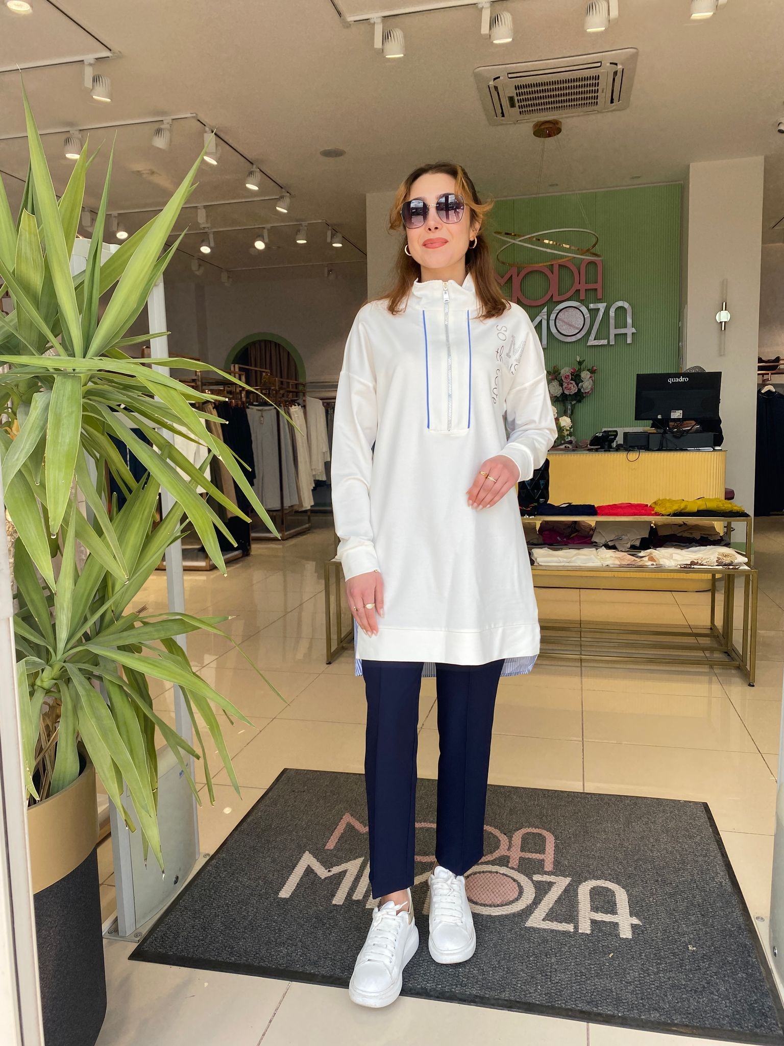 MoodBasic Çizgili Sweatshirt